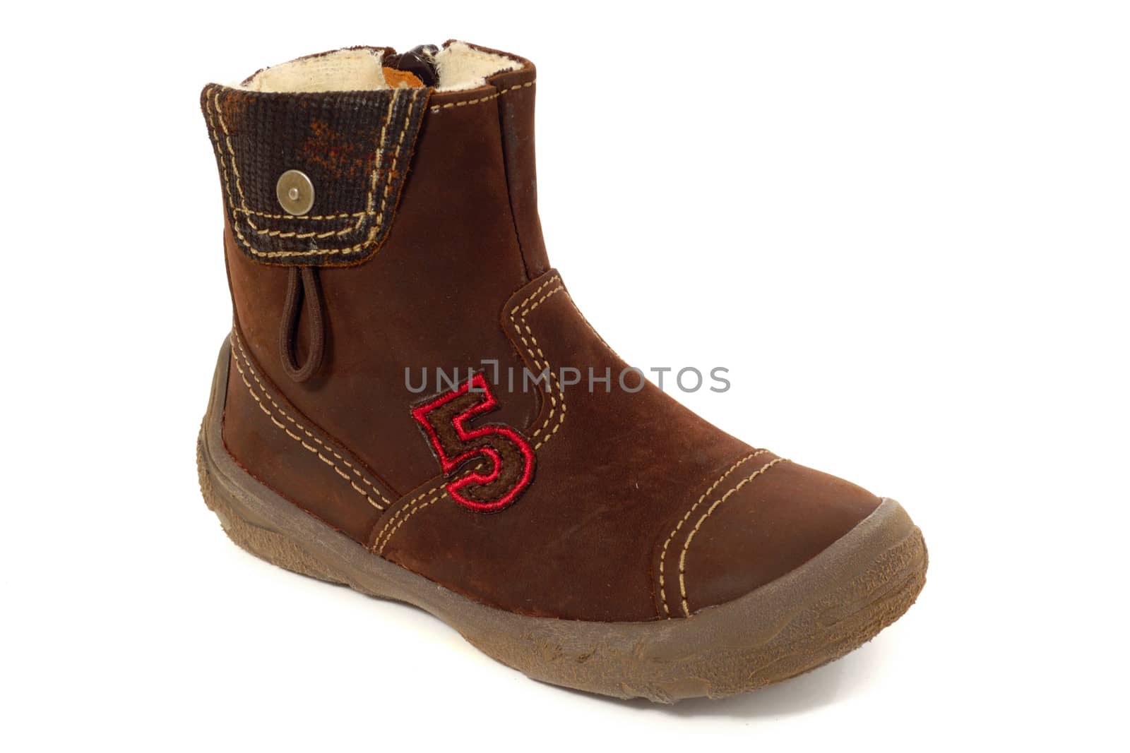 Brown boot. Isolated on a clean white background.