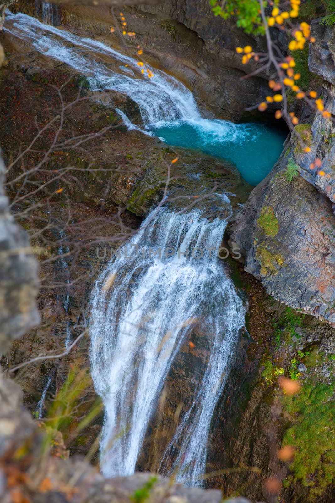Cascada del Estrecho waterfall in Ordesa valley Pyrenees Spain by lunamarina