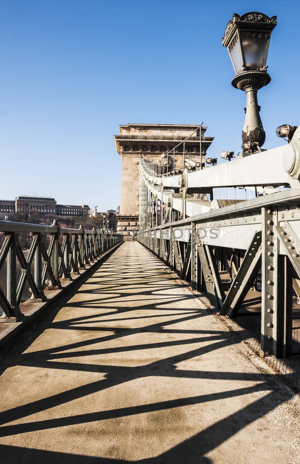 view of the Chain Bridge in Budapest, Hungary