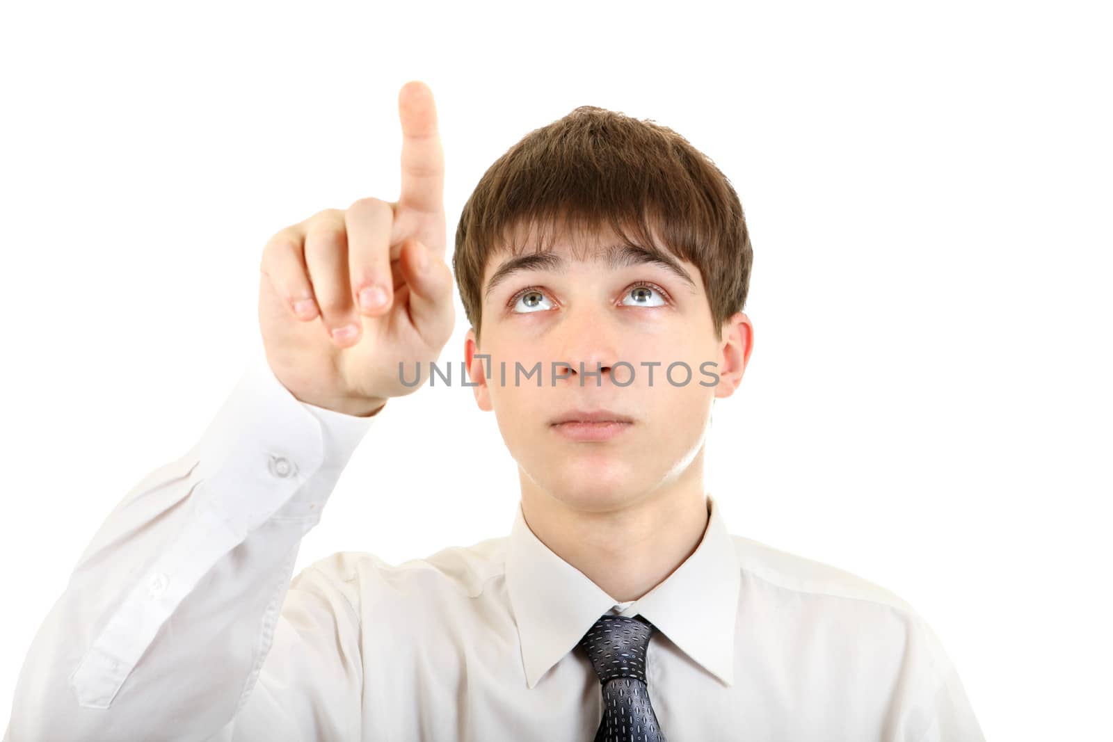 Teenager Pointing Isolated on The White Background