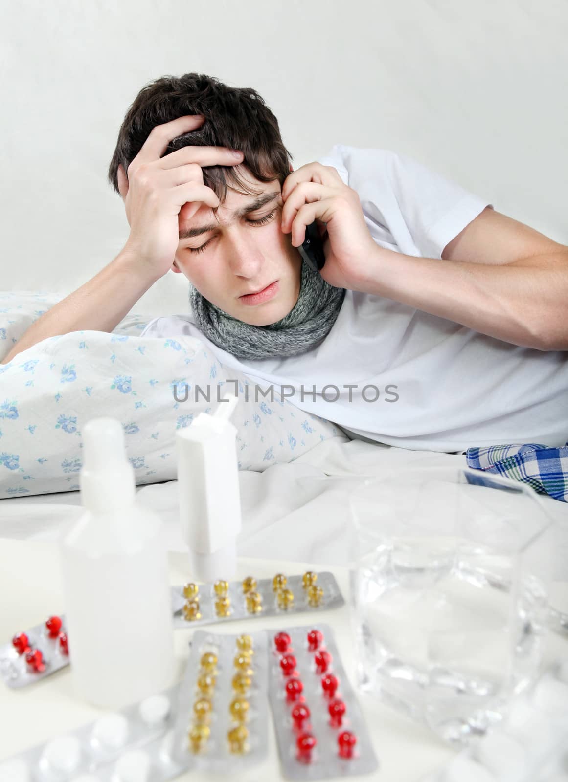 Sick Young Man with Flu by sabphoto
