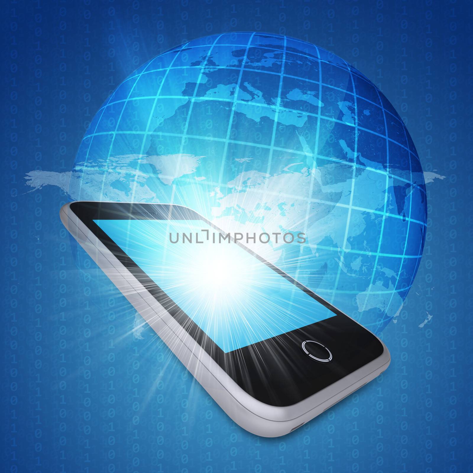 Smartphone and globe. The concept of mobile communication