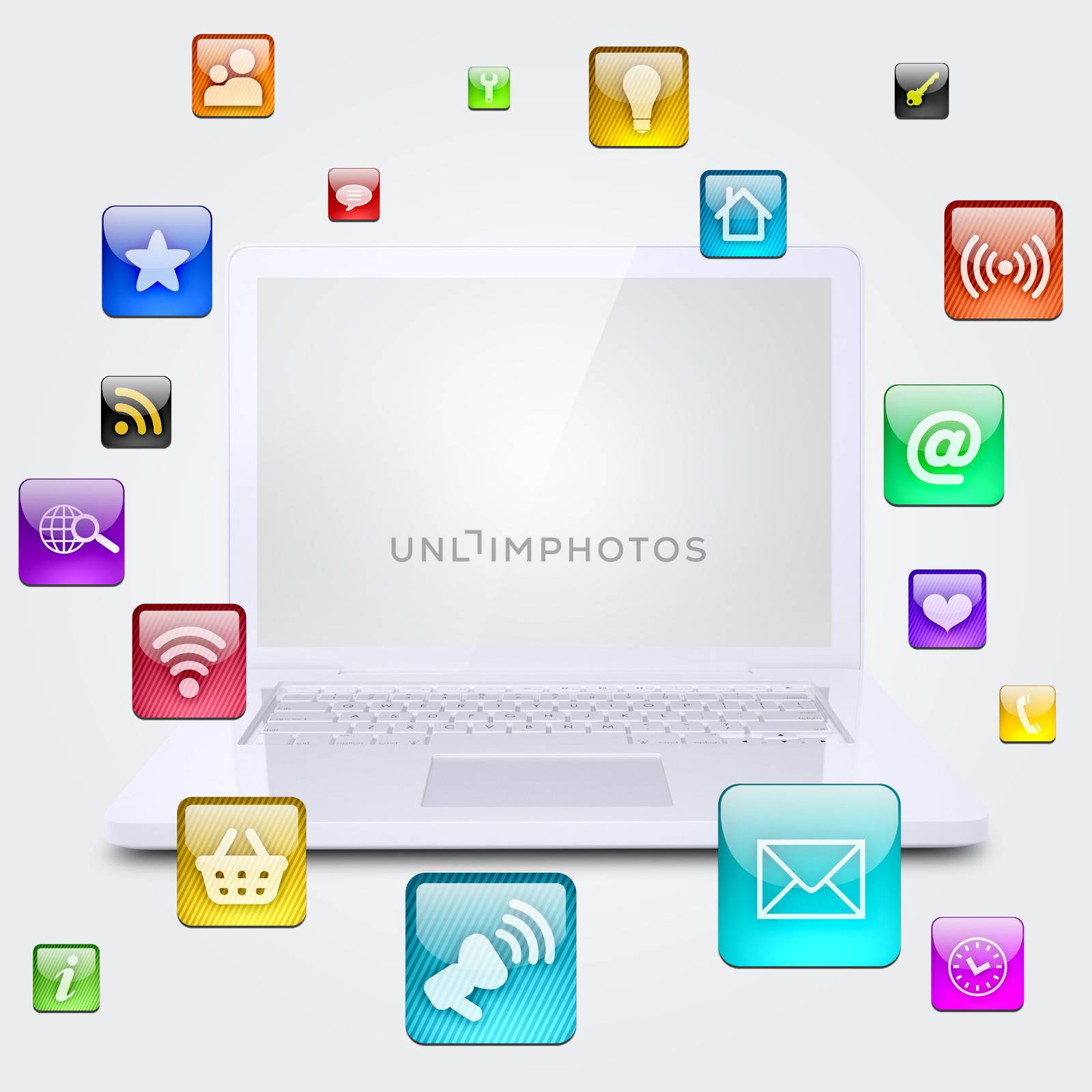 Laptop and application icons by cherezoff