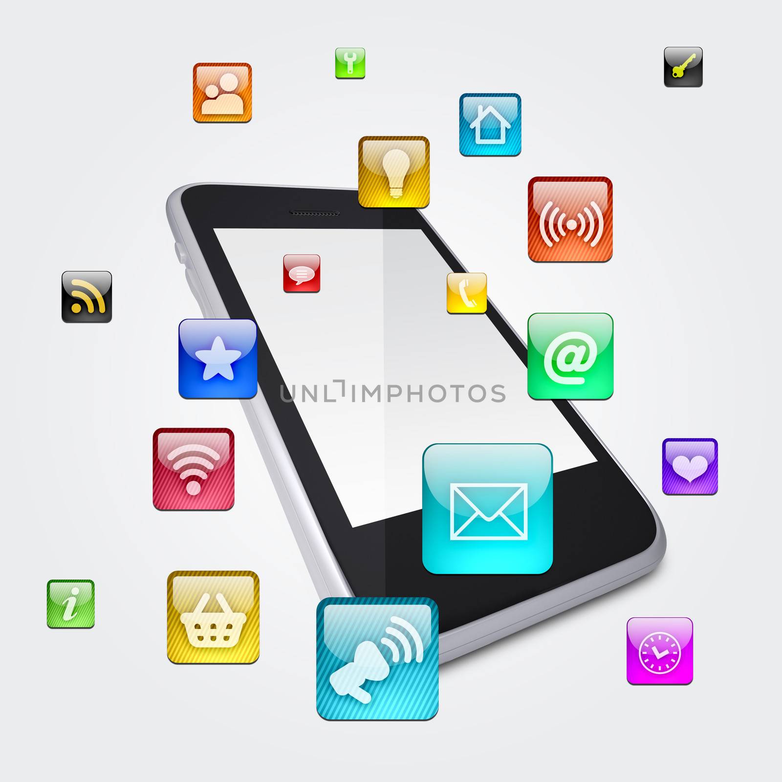 Smartphone and application icons by cherezoff