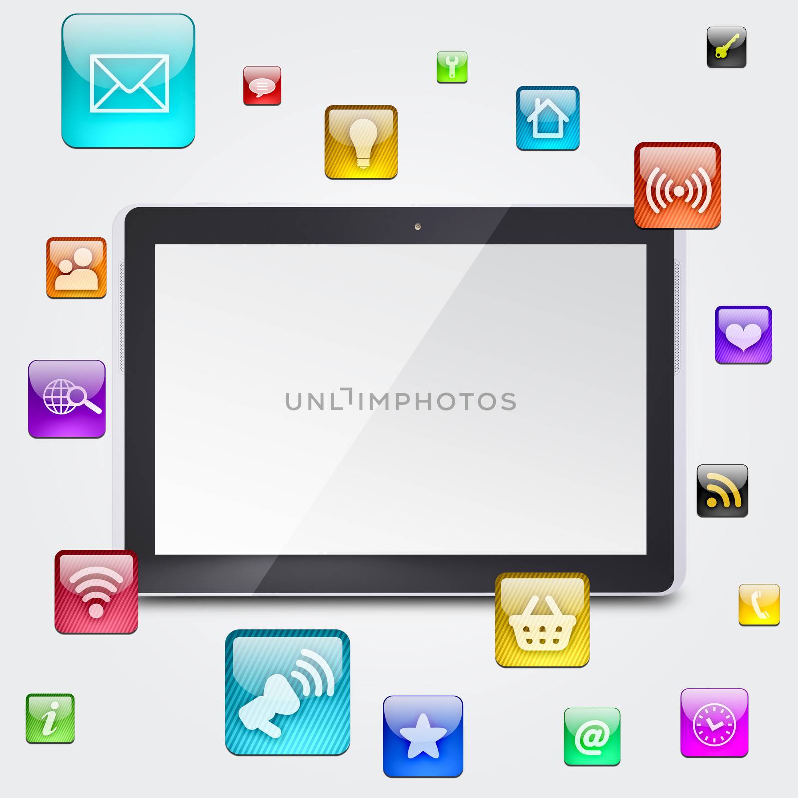 Tablet PC and application icons by cherezoff