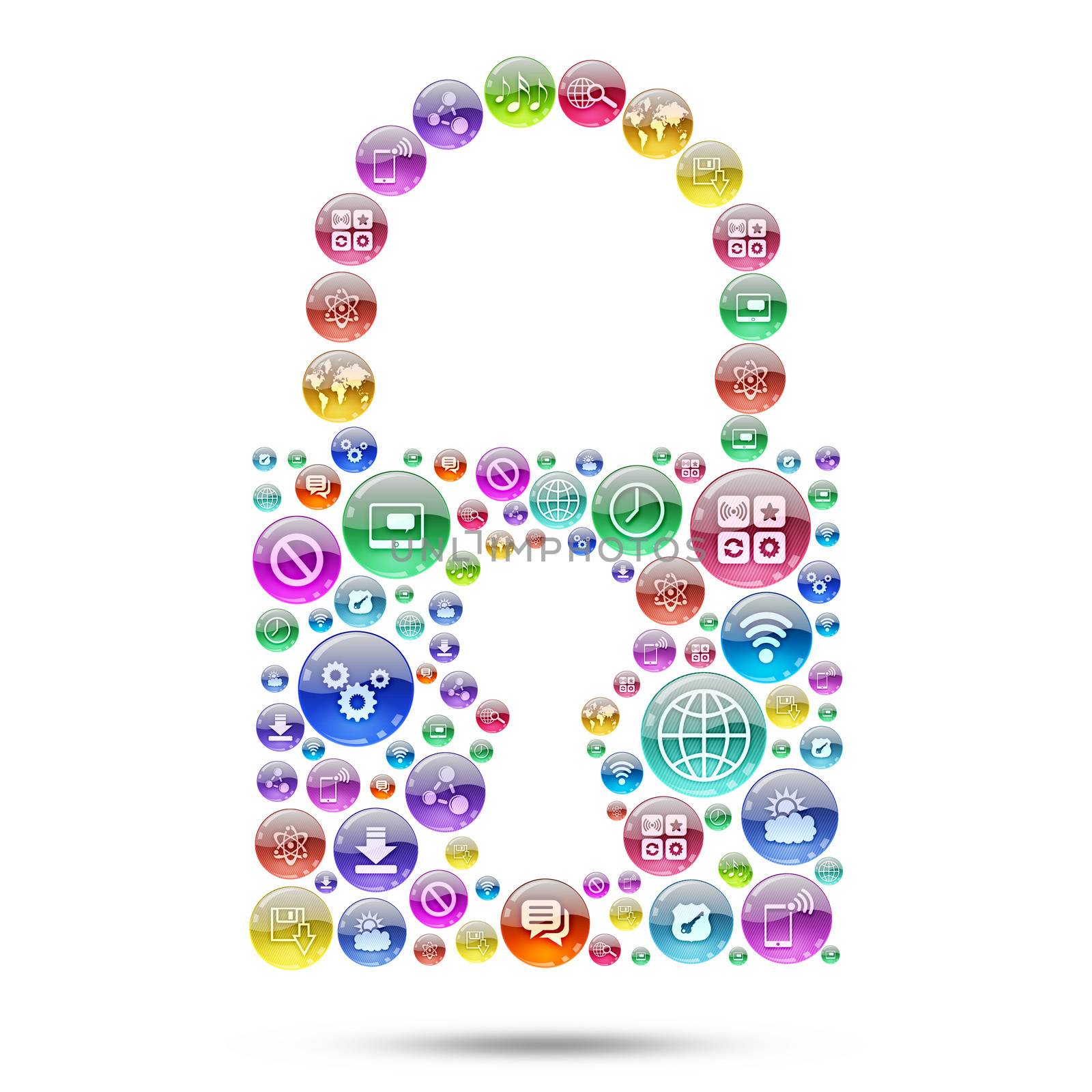 Silhouette padlock consisting of apps icons by cherezoff