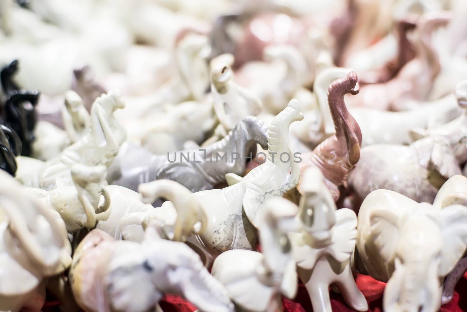 White figurines of an elephant