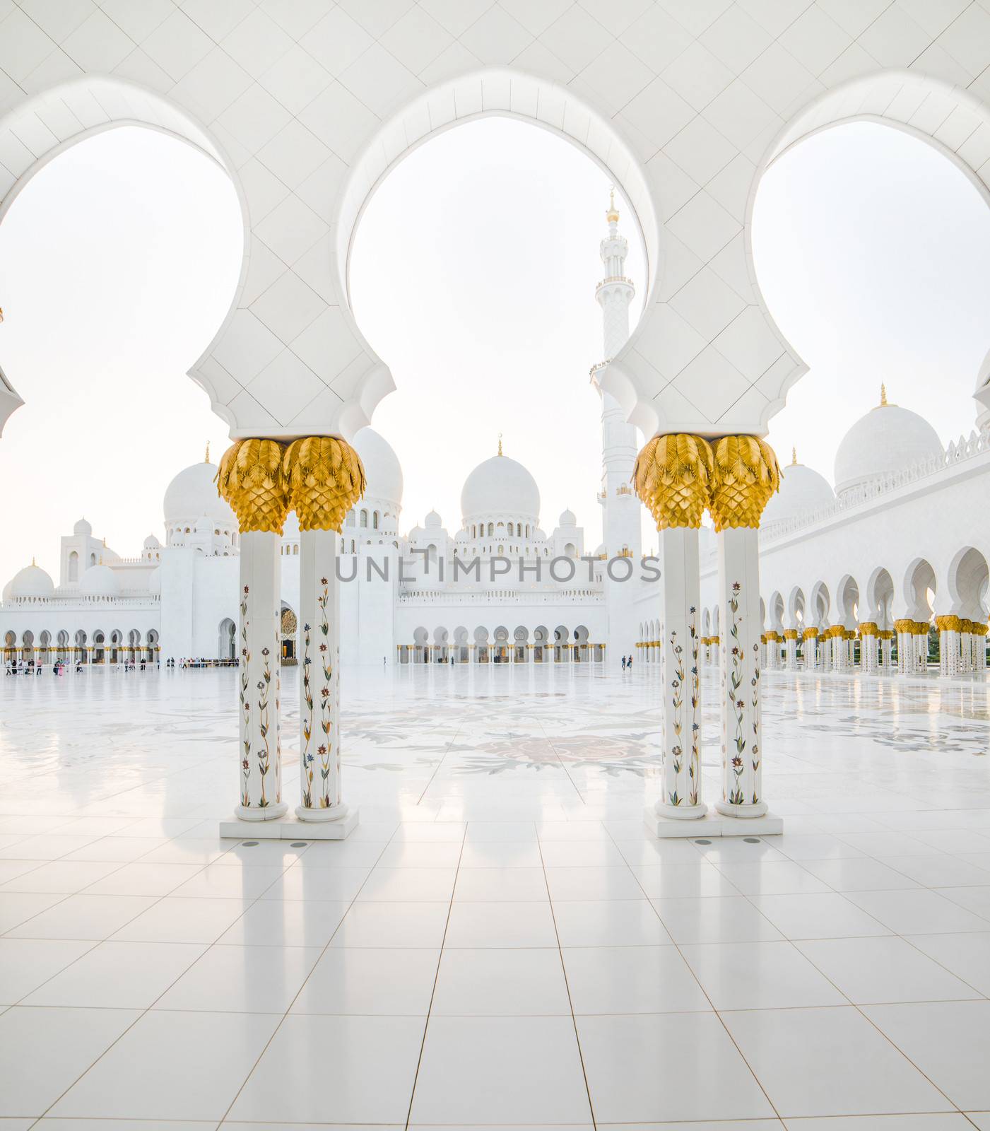 gorgeous marble portico of grand mosque in Abu Dhabi