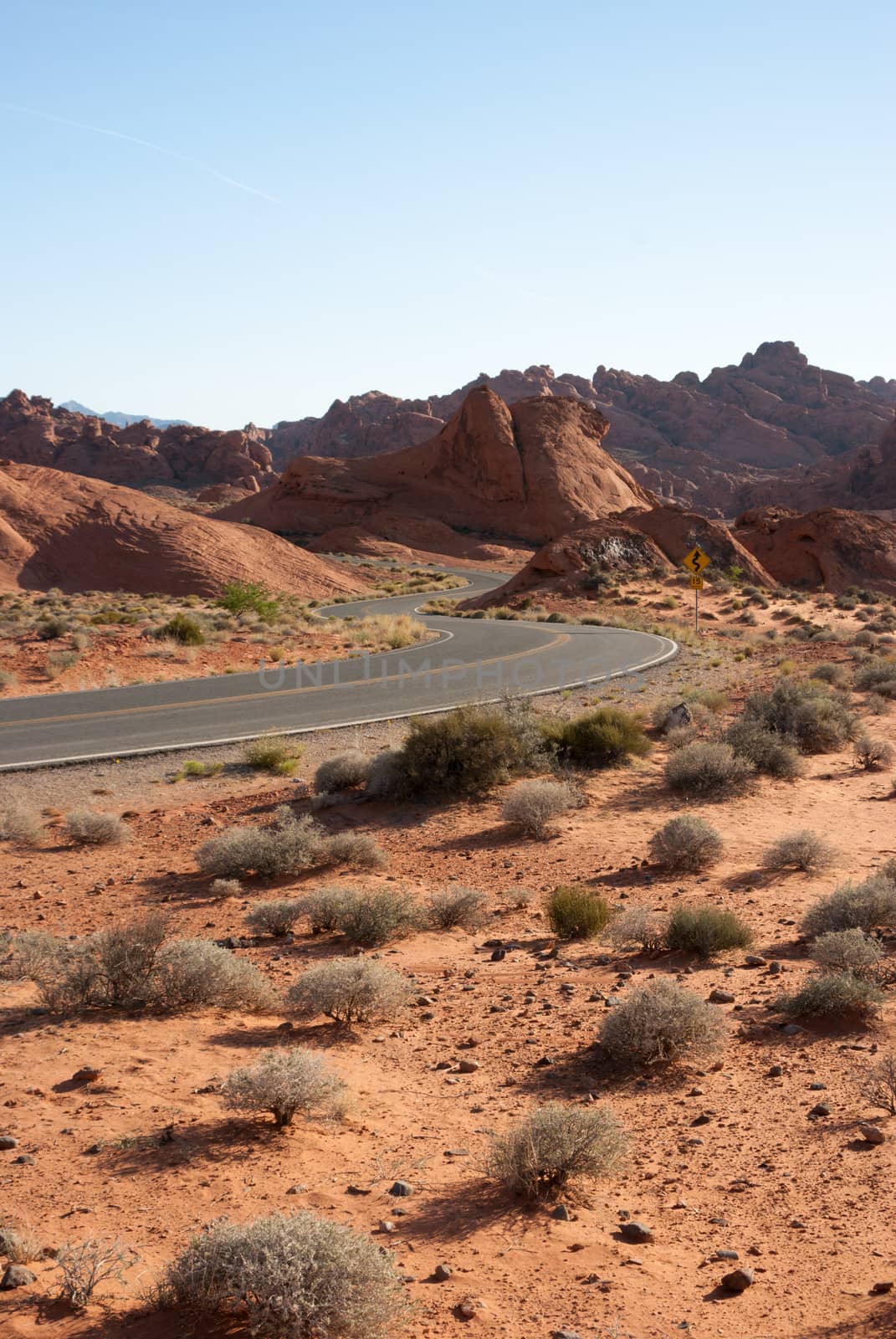Curved road through Valley of Fire State Park