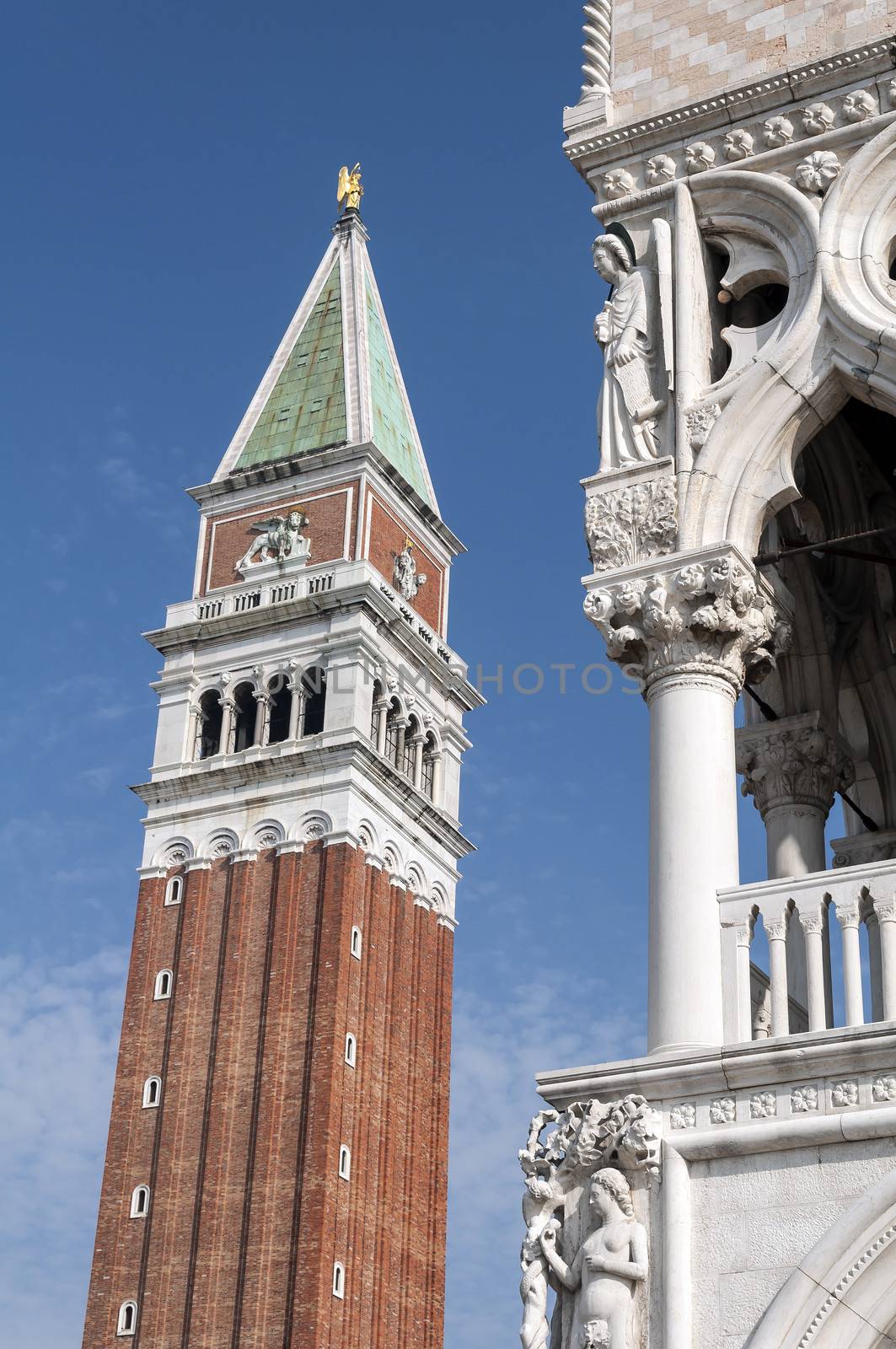 St Mark's Campanile, Campanile di San Marco and Palazzo Ducale, Venice.