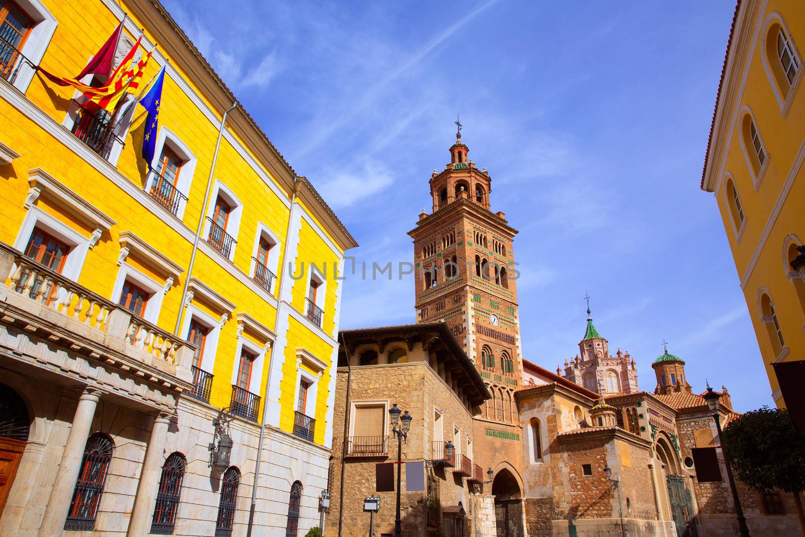 Aragon Teruel Cathedral and Ayuntamiento City Town Hall in Spain