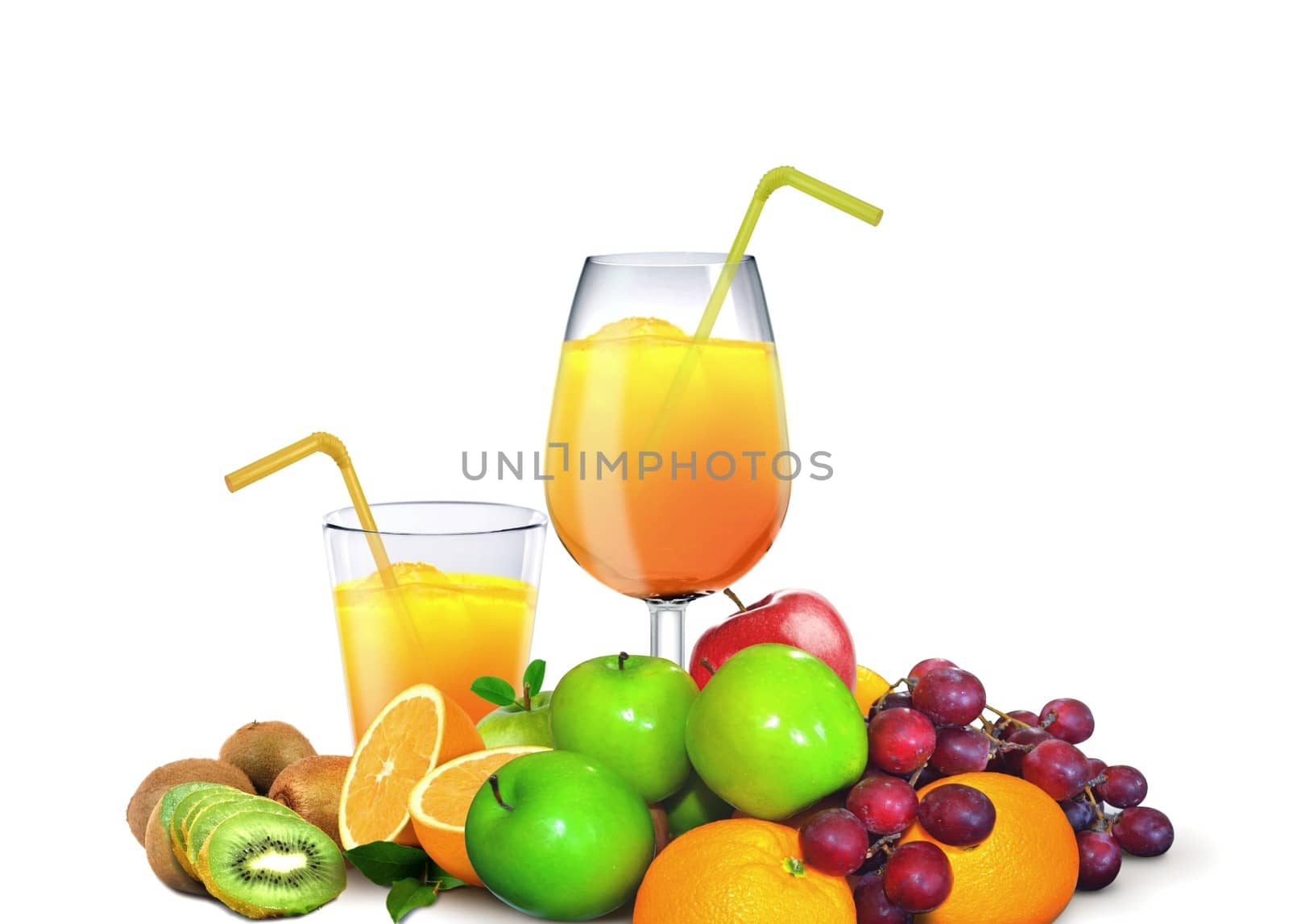 Glasses of Juices with Fresh Fruits