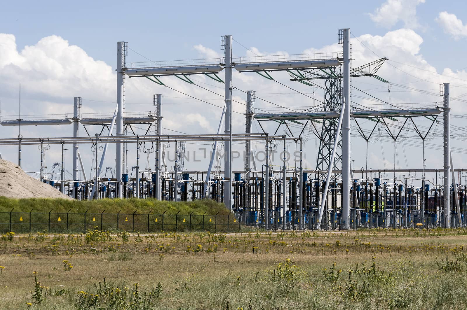 electricity power station with cables and isolators high voltage