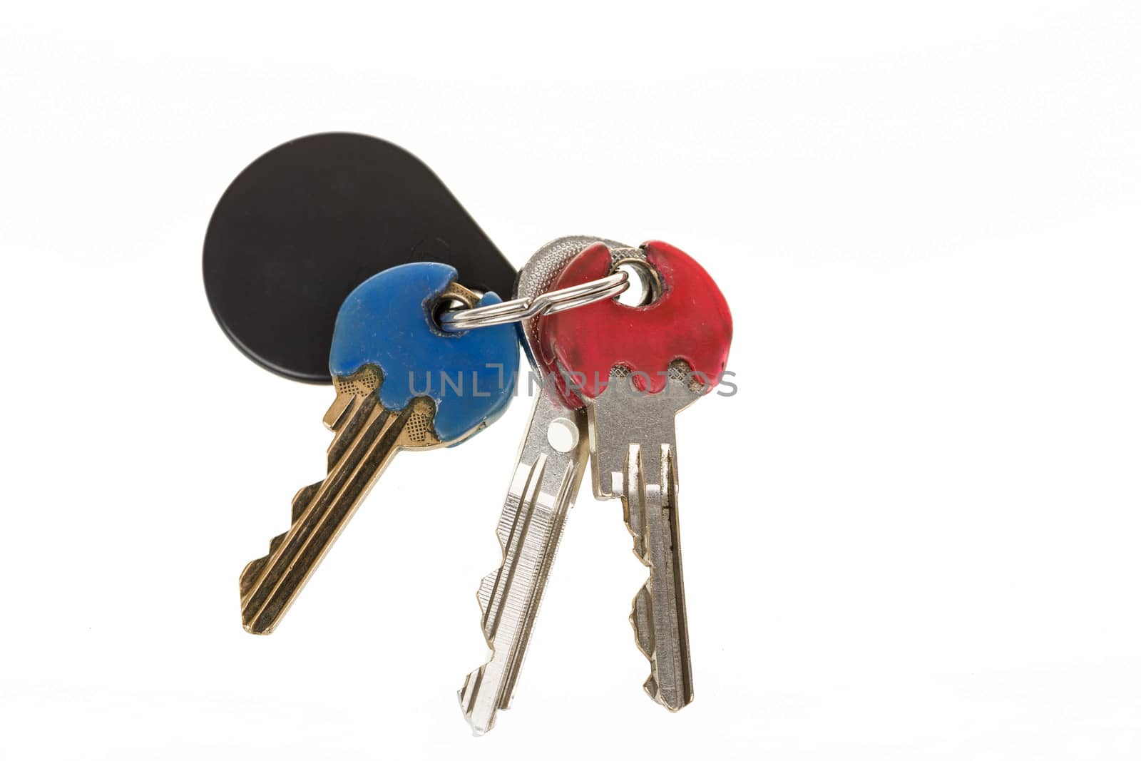 daily use home door keys on with color recognizer isolated on white