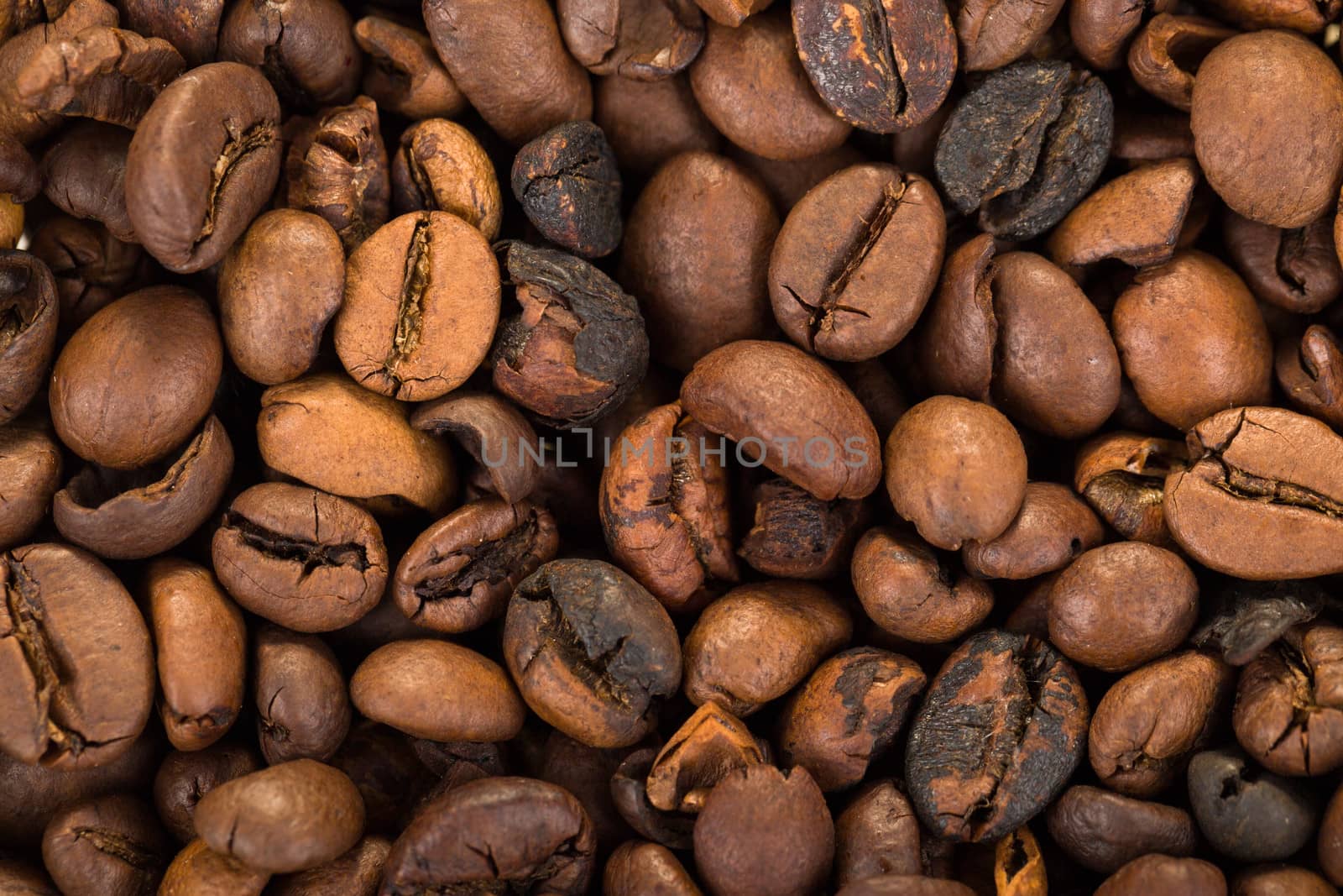 texture from roasted coffee beans for background or backdrop