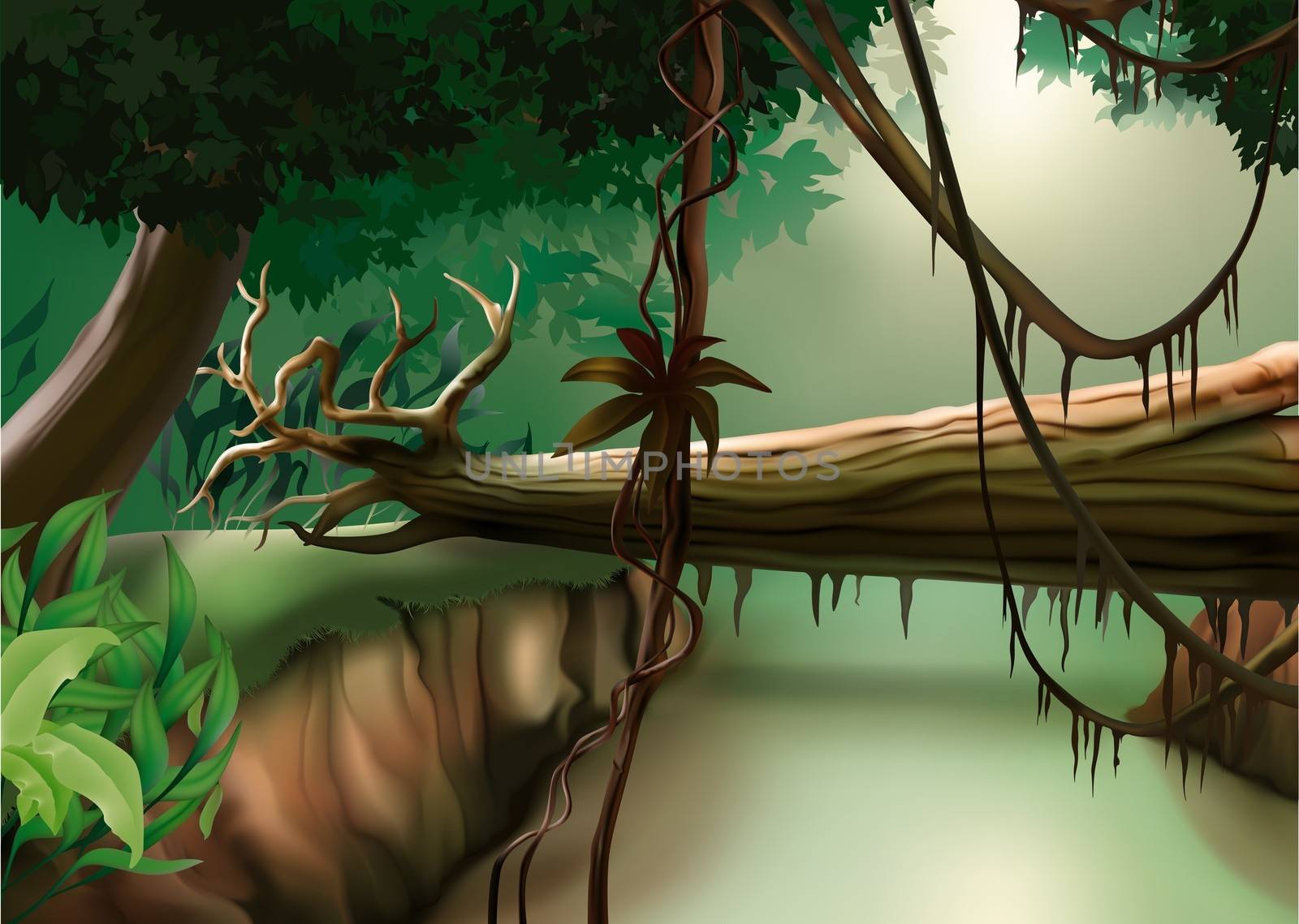 Jungle Background - Colored Background Illustration, Vector