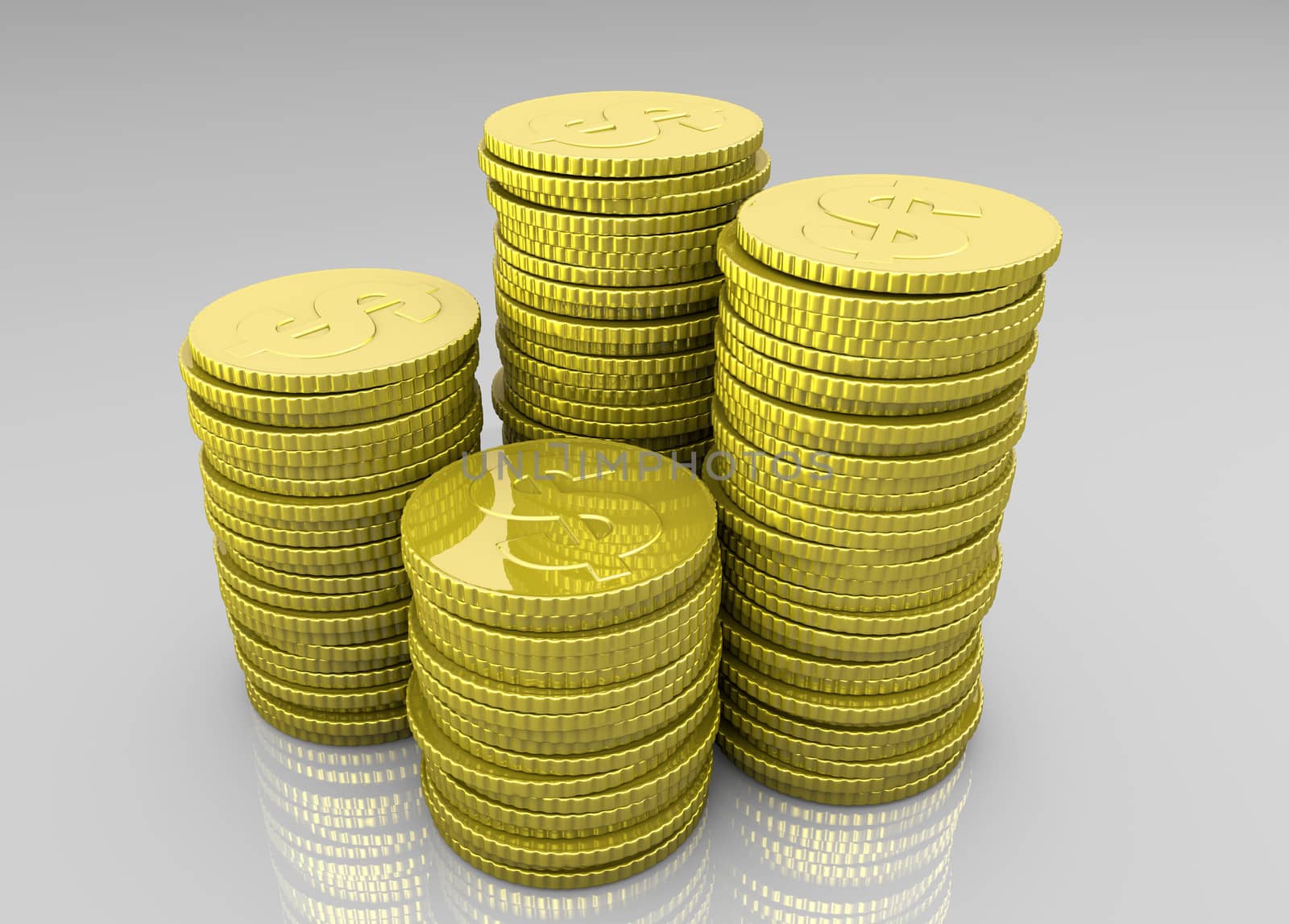 Four stacks of coins by TaiChesco