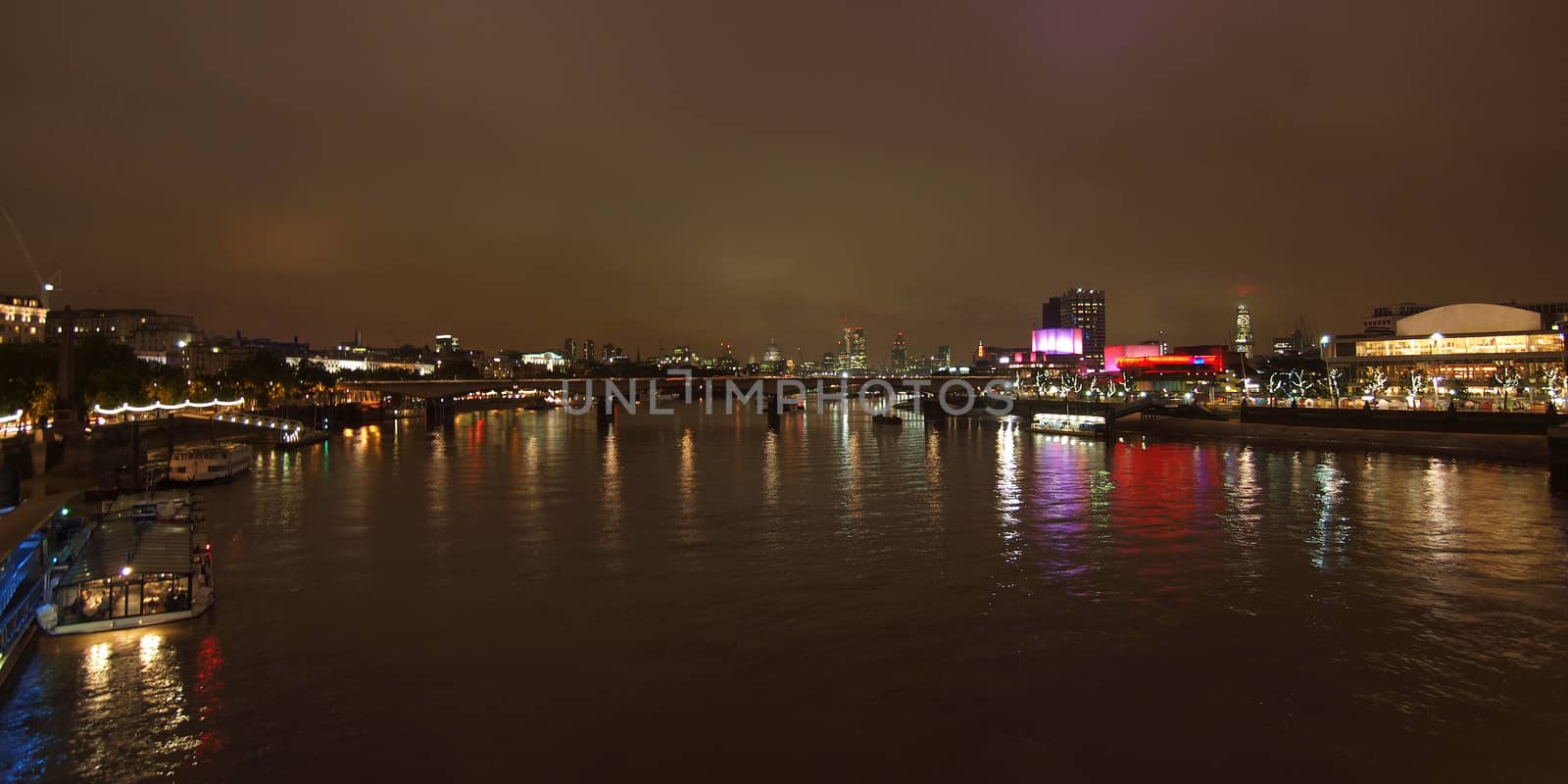 Panoramic view of Thames River London UK