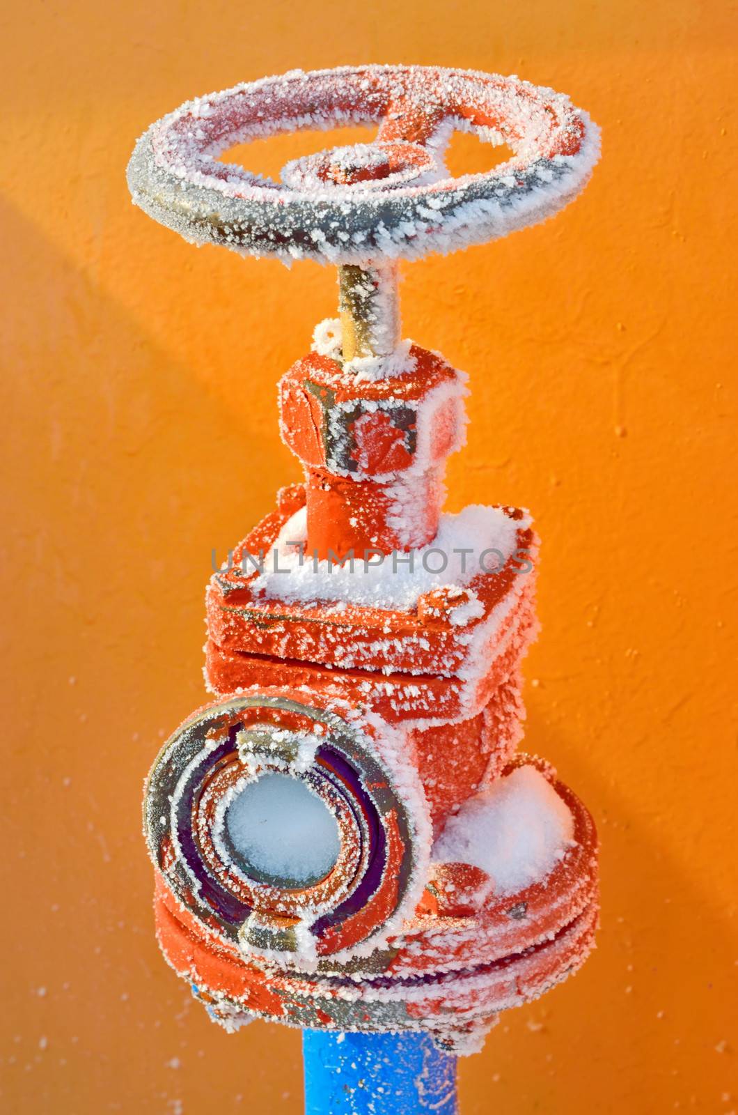 abstract frozen hydrant on ship