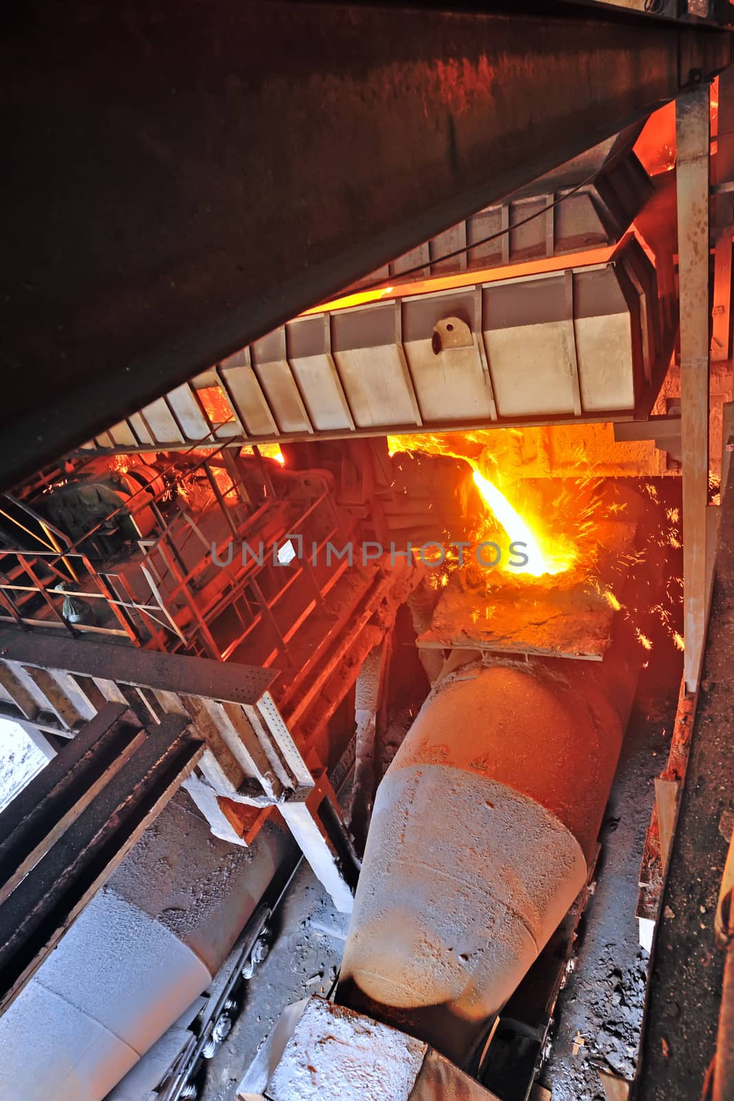 steel buckets to transport the molten metal