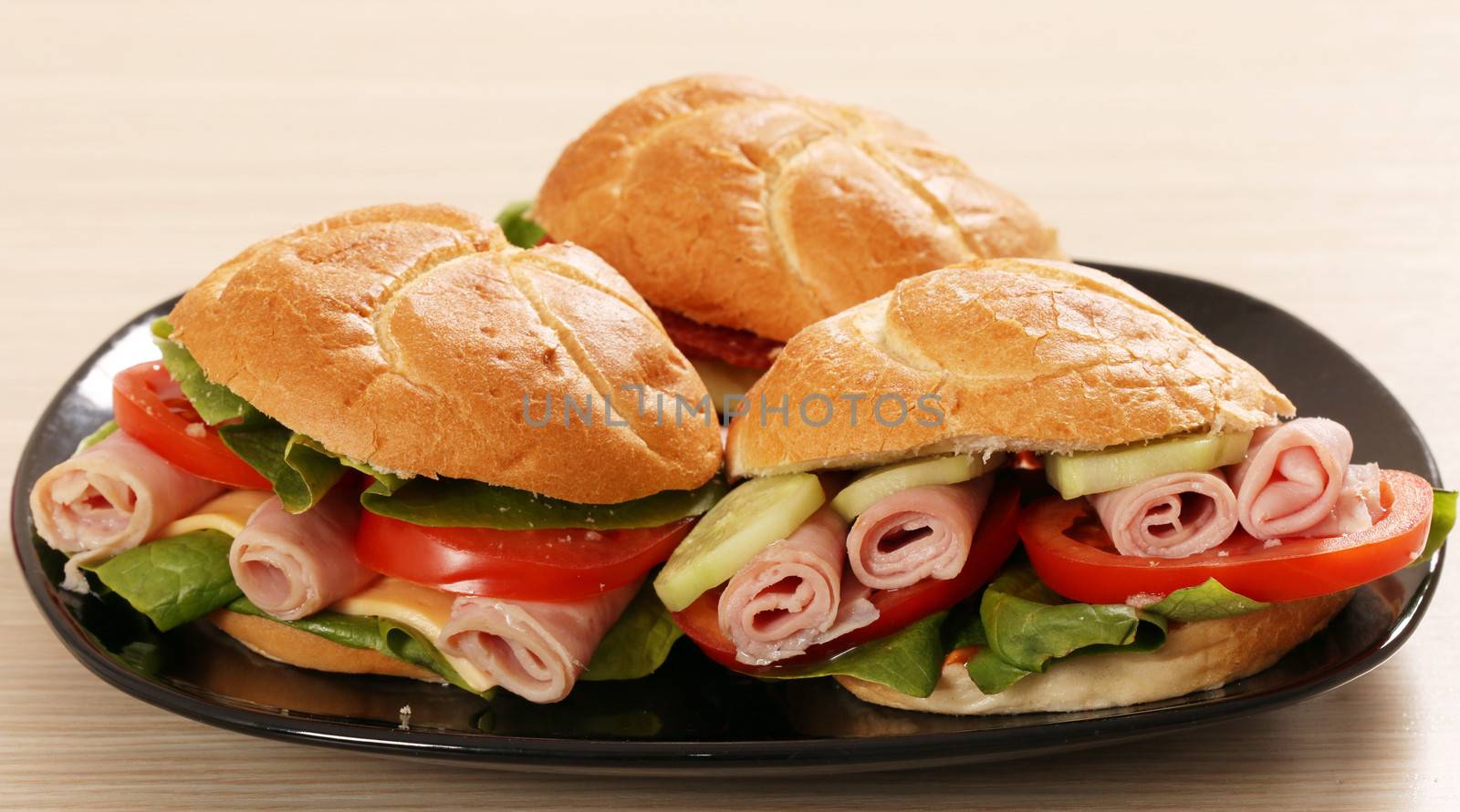 sandwich with salami cheese and salad by goce