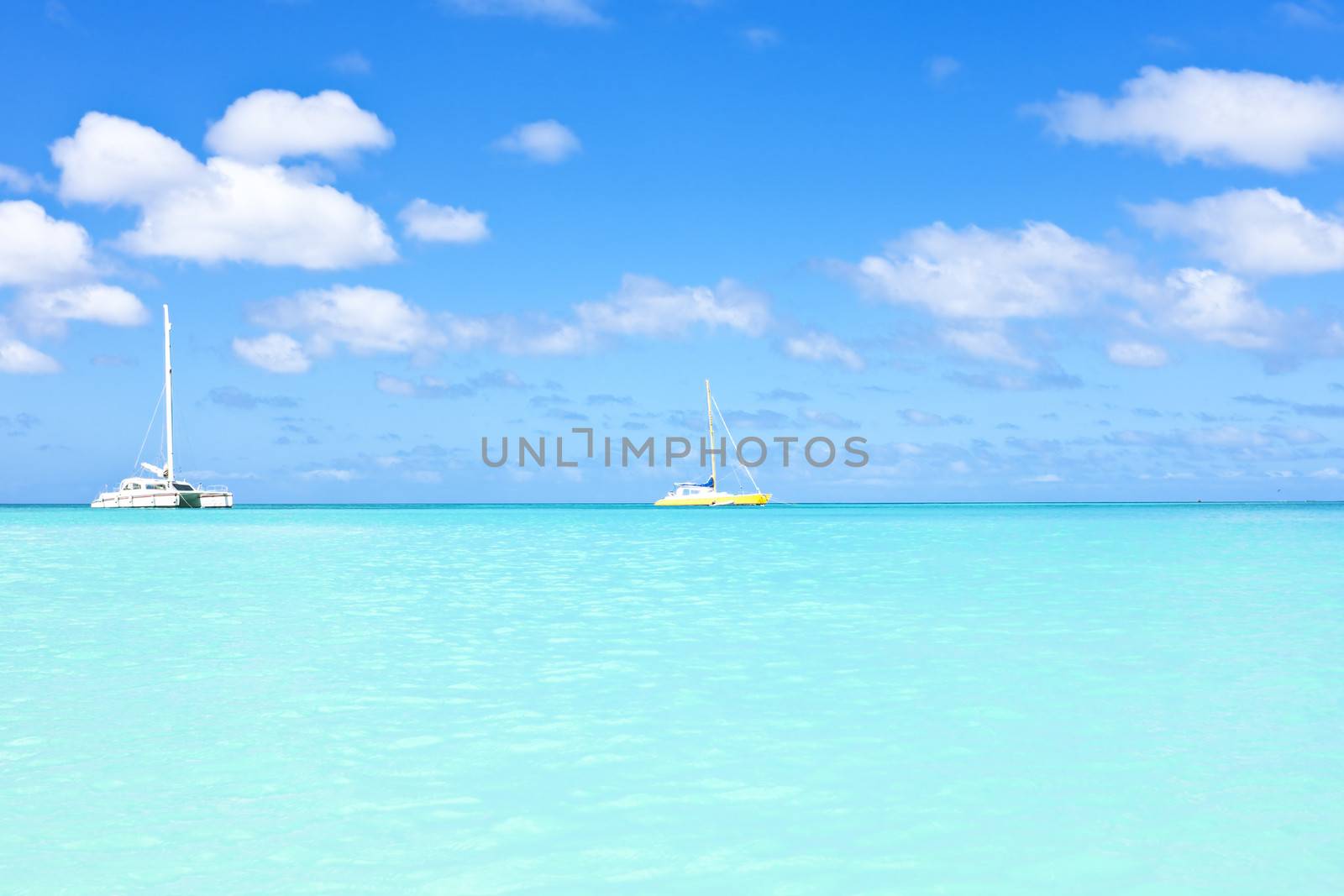 Sail yachts in a blue caribean sea
