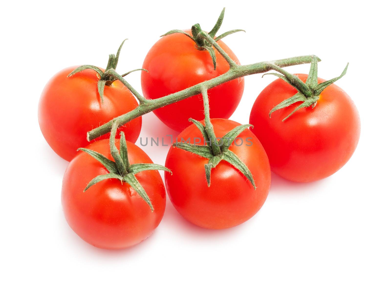 Red tasty tomatoes isolated on white background