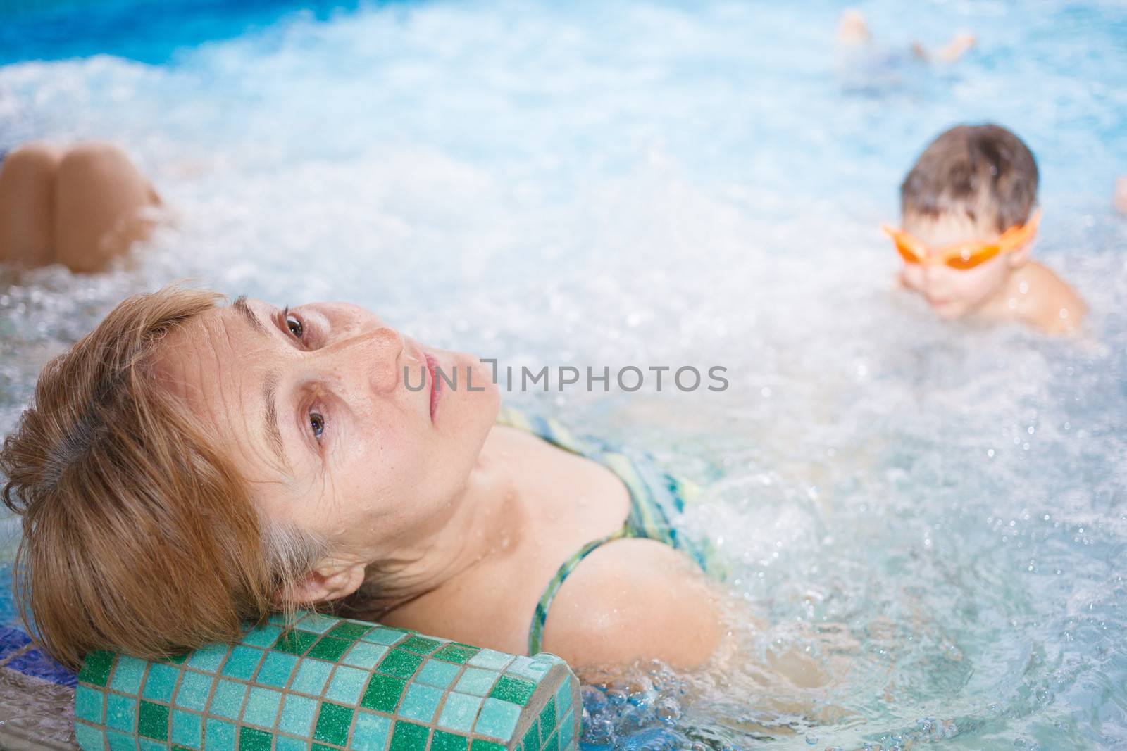 Woman relax in aquapark by maxoliki