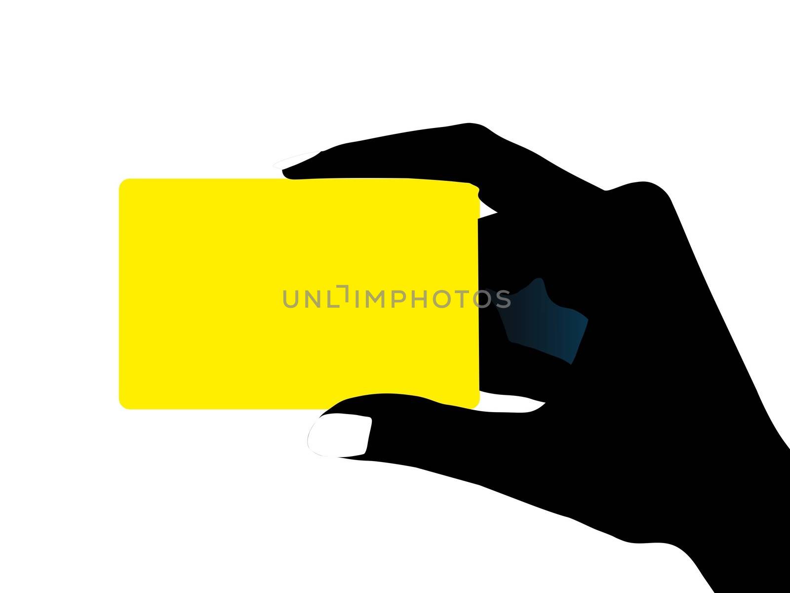 drawing Hand hold blank business card  isolated background 