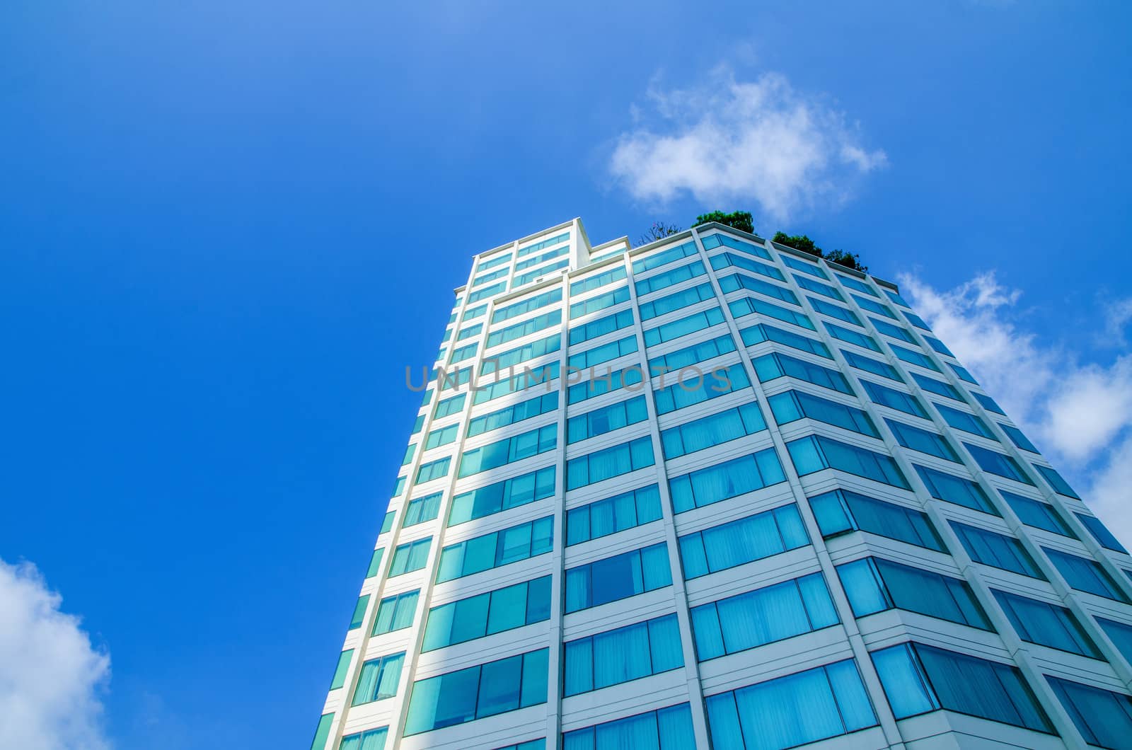 Building on blue sky background