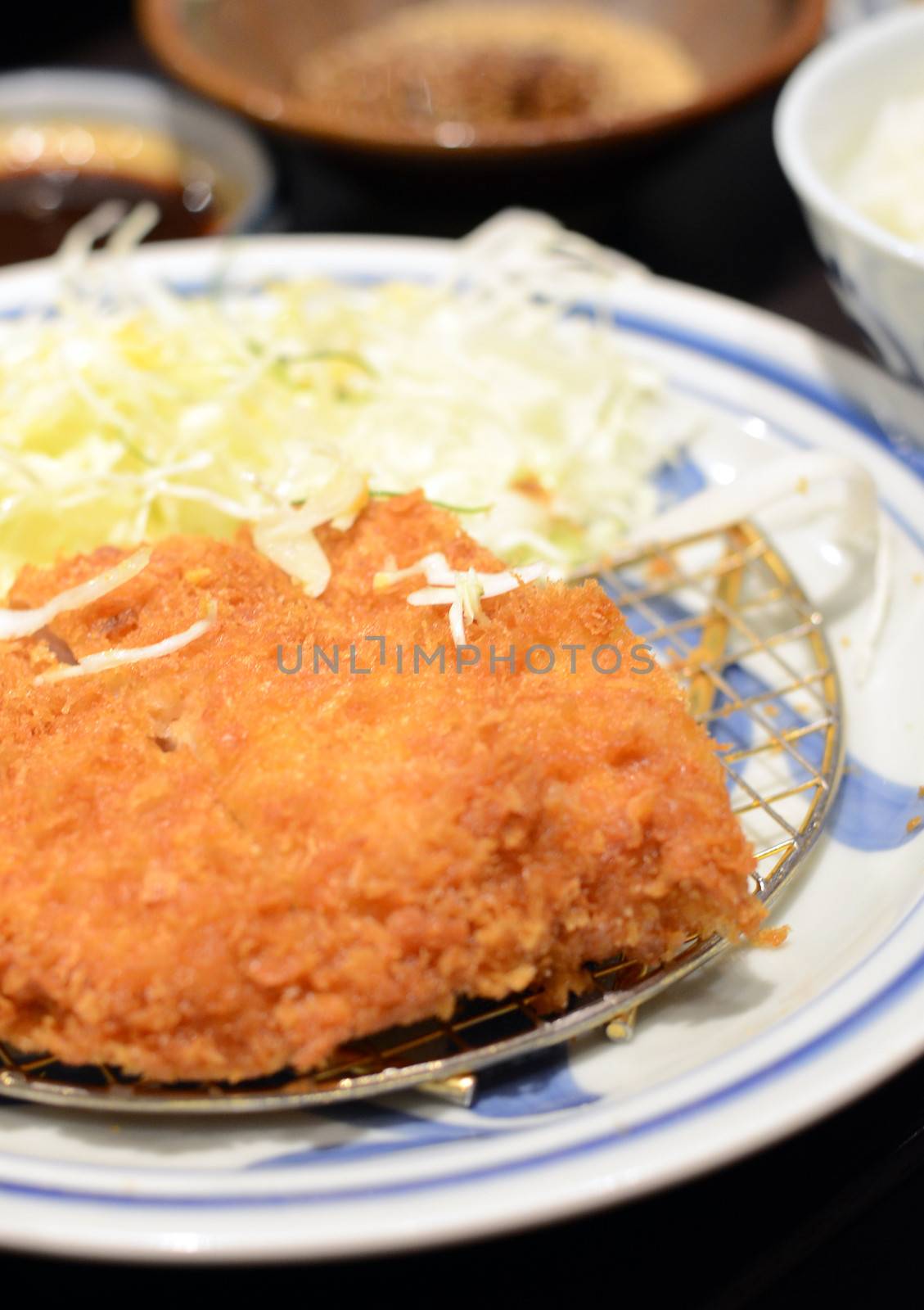 Japanese cuisine, chopped Katsu deep fried Pork