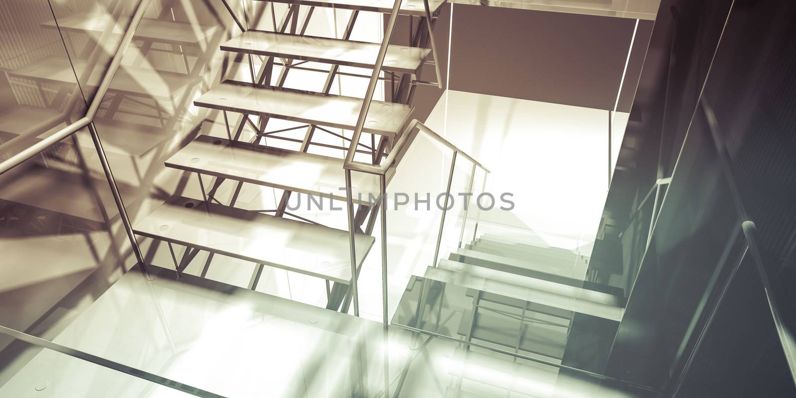 Hallway. Modern office interior, stairs, clean space in business by FernandoCortes