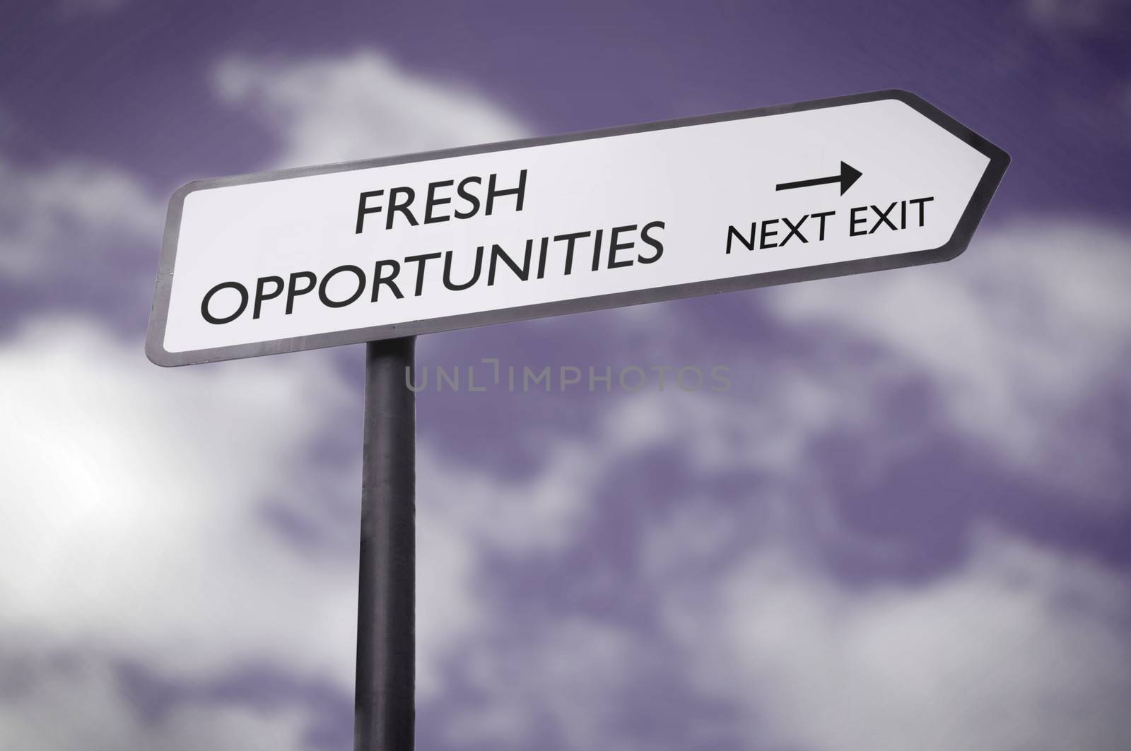 New opportunites road sign pointing towards the next exit 
