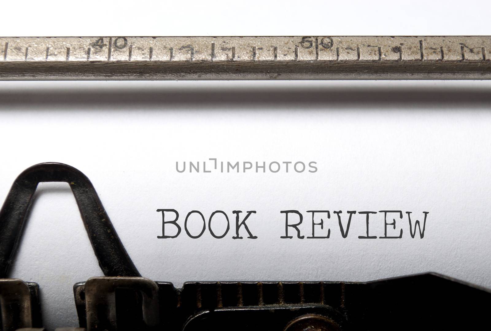 Book review printed on a vintage typewriter 