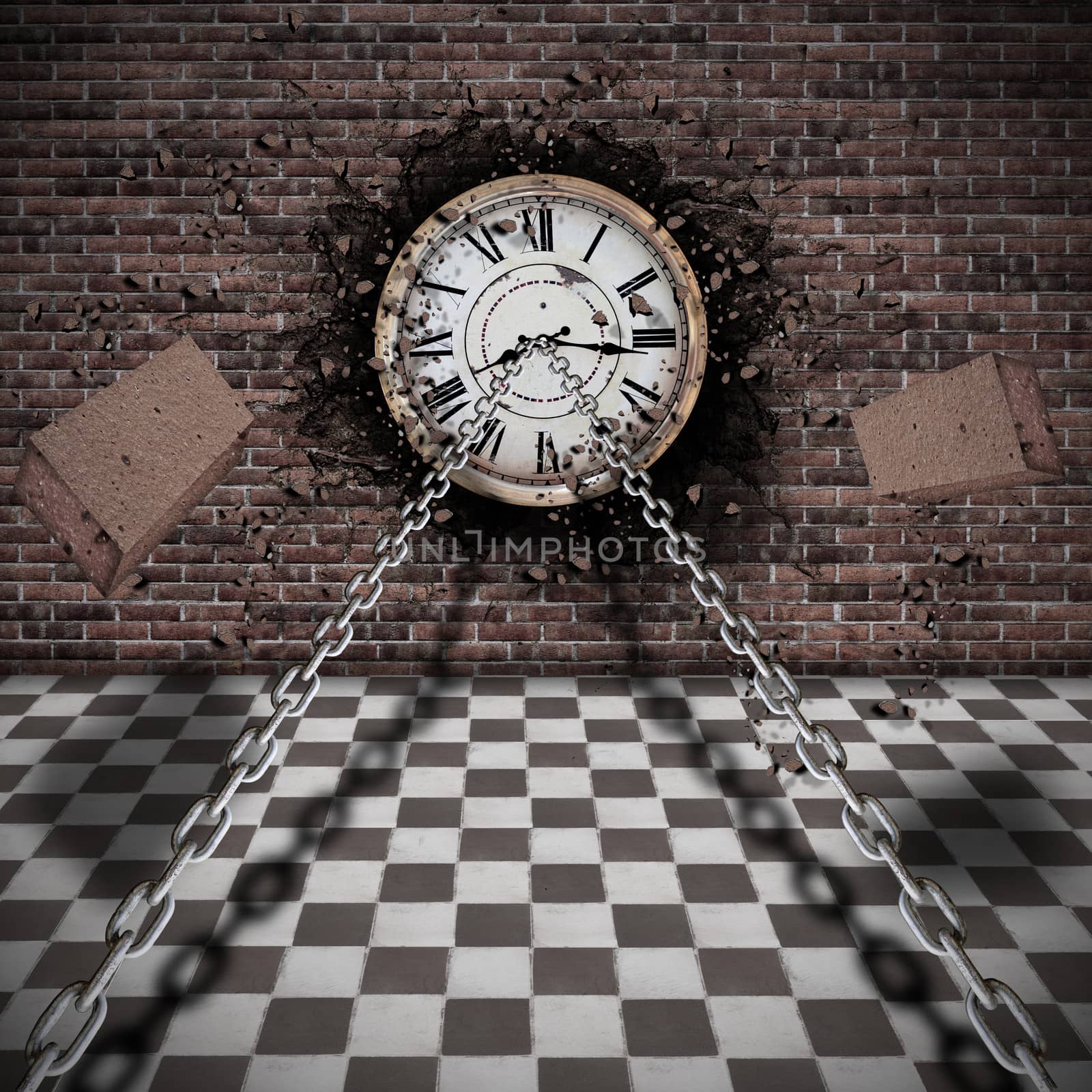 old clock on a brick wall