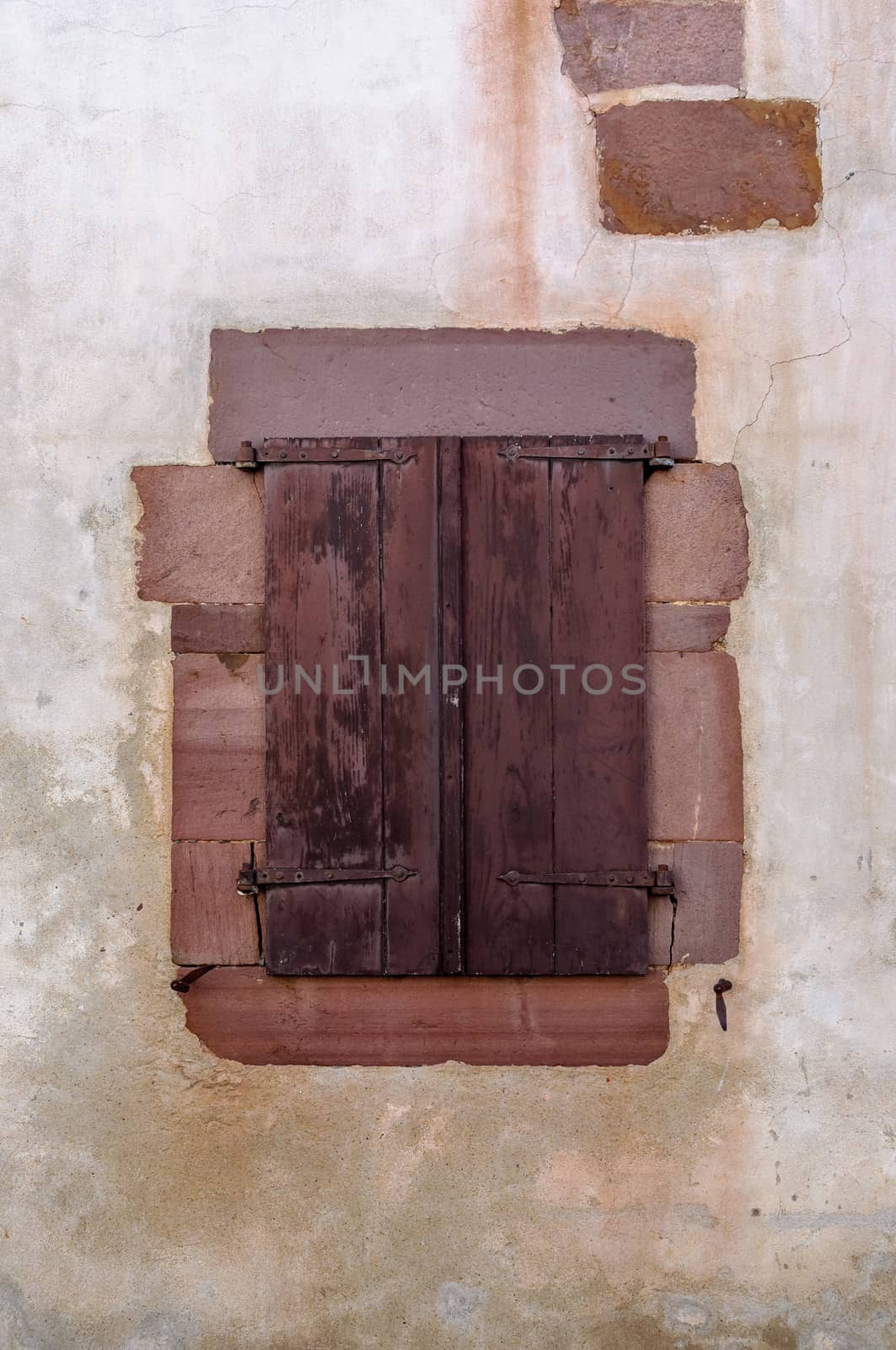 Closed shutters, traditional French Basque country house