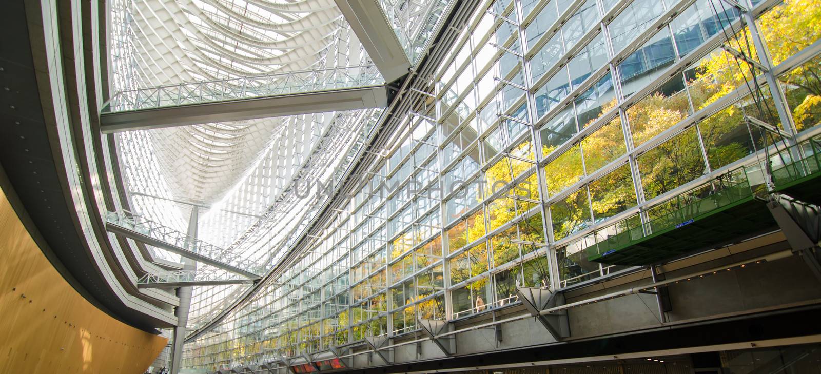 Futuristic Architecture Interior of Tokyo International Forum by siraanamwong