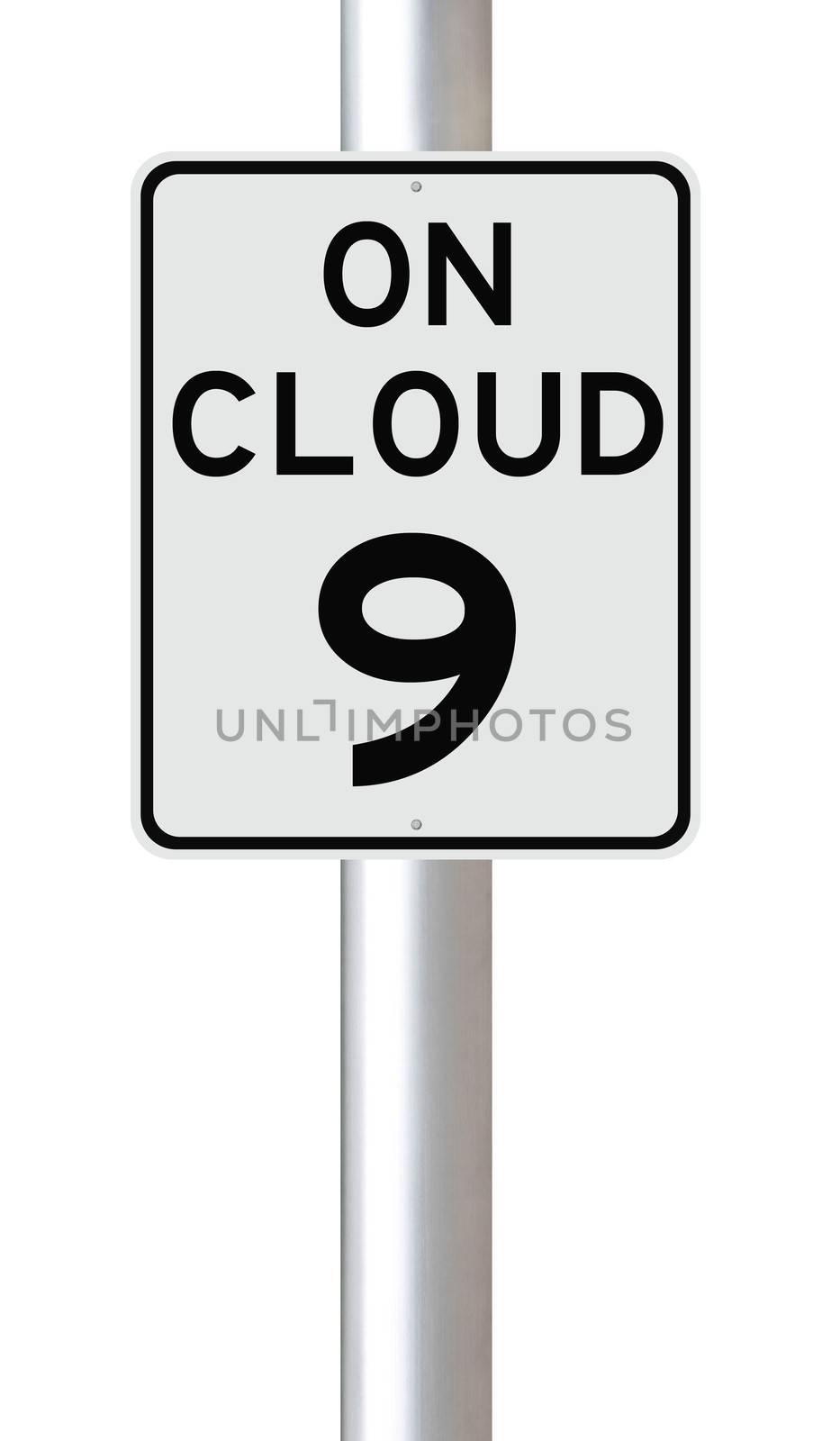 A modified speed limit sign indicating On Cloud 9