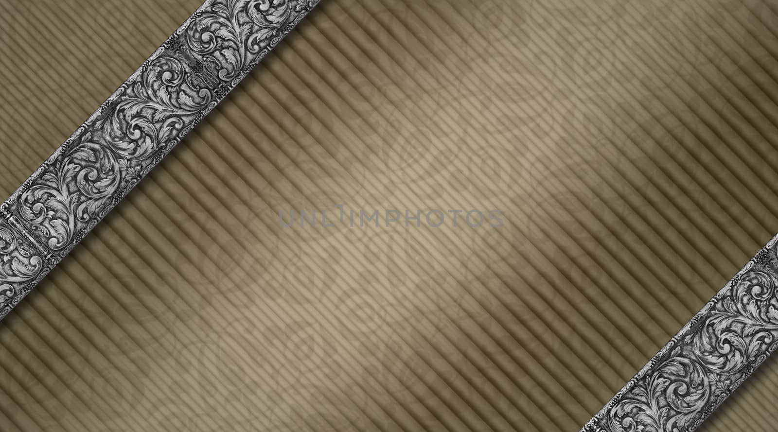 Brown vintage abstract background with diagonal silver bands