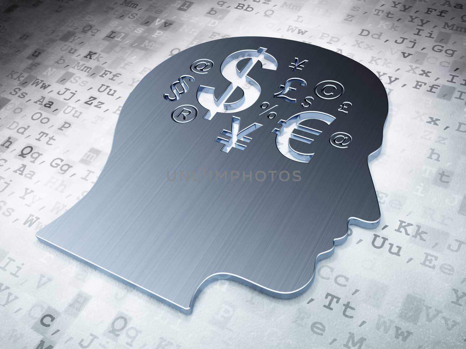 Education concept: Silver Head With Finance Symbol on digital background by maxkabakov