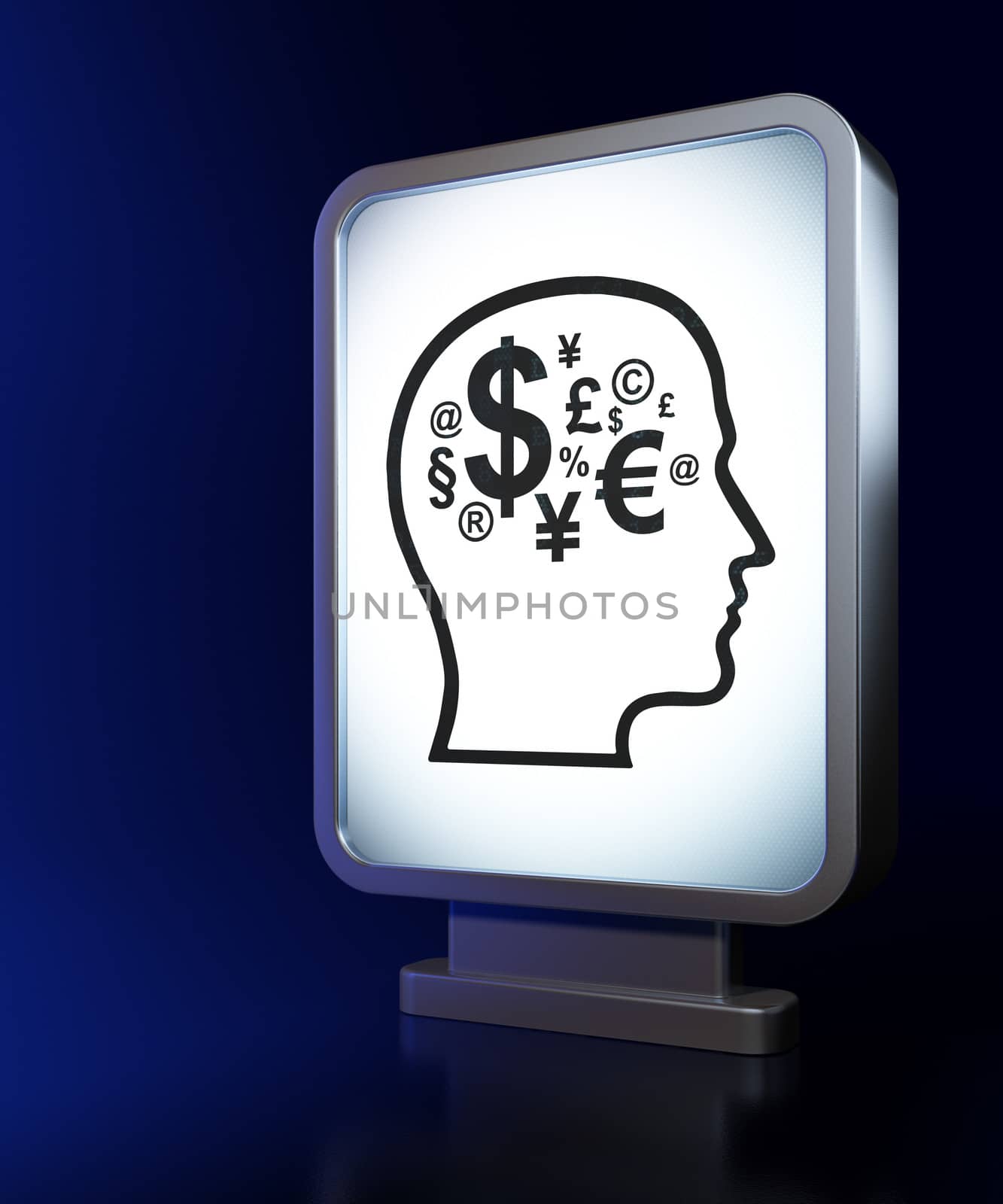 Education concept: Head With Finance Symbol on billboard background by maxkabakov