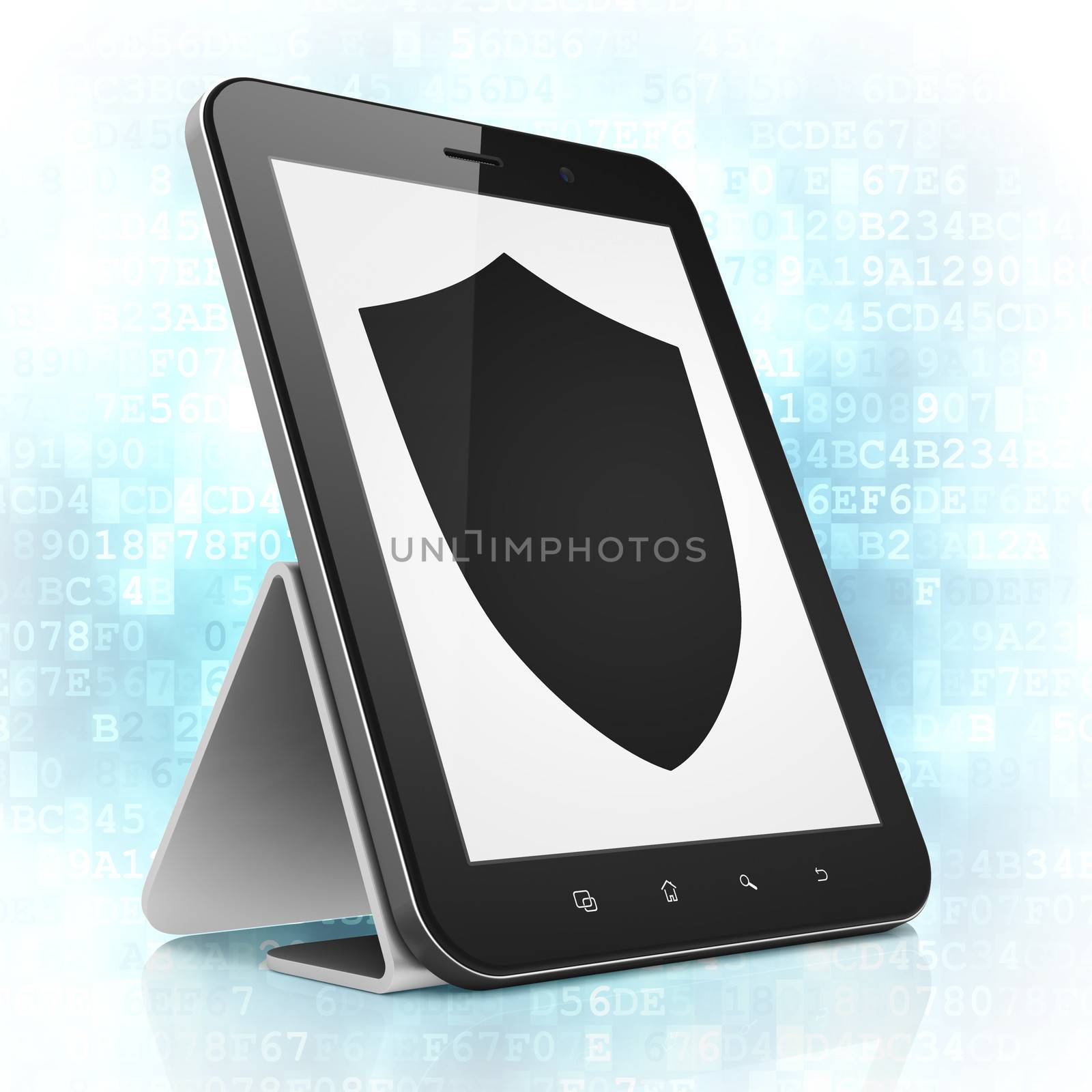 Security concept: Shield on tablet pc computer by maxkabakov