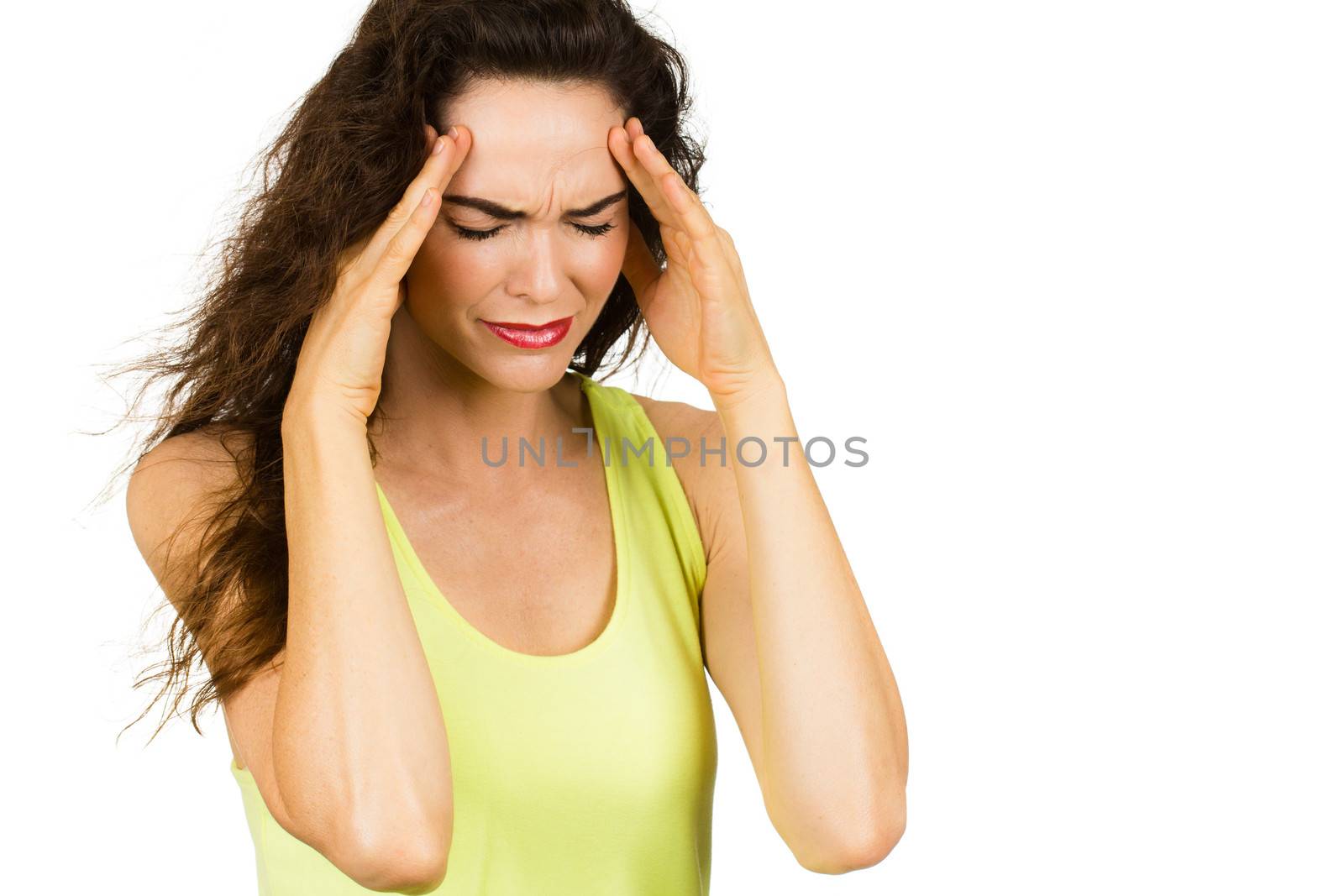 Woman suffering from bad headache by Jaykayl