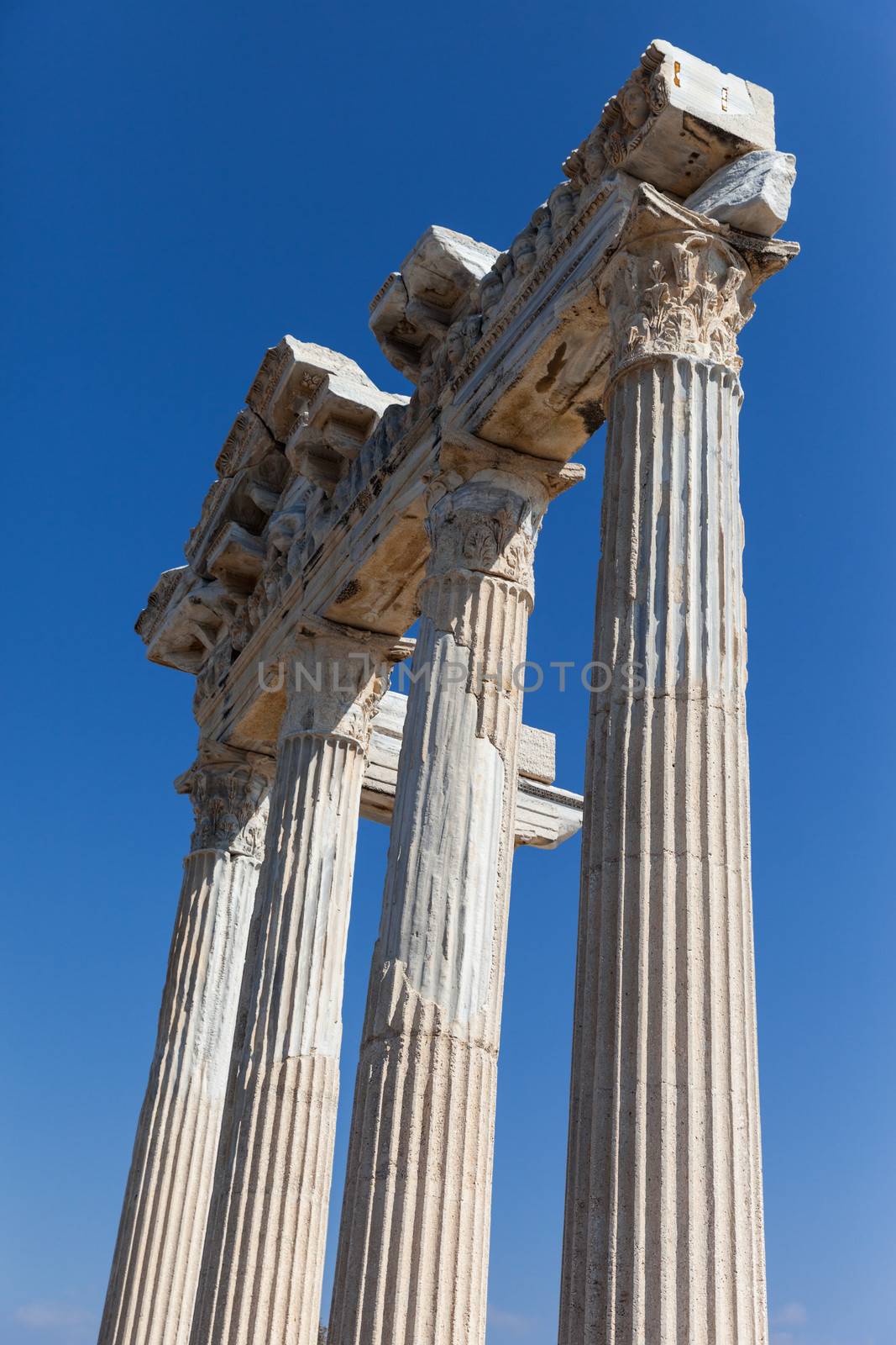 Ancient Apollo temple building columns at Turkey Side city ruins