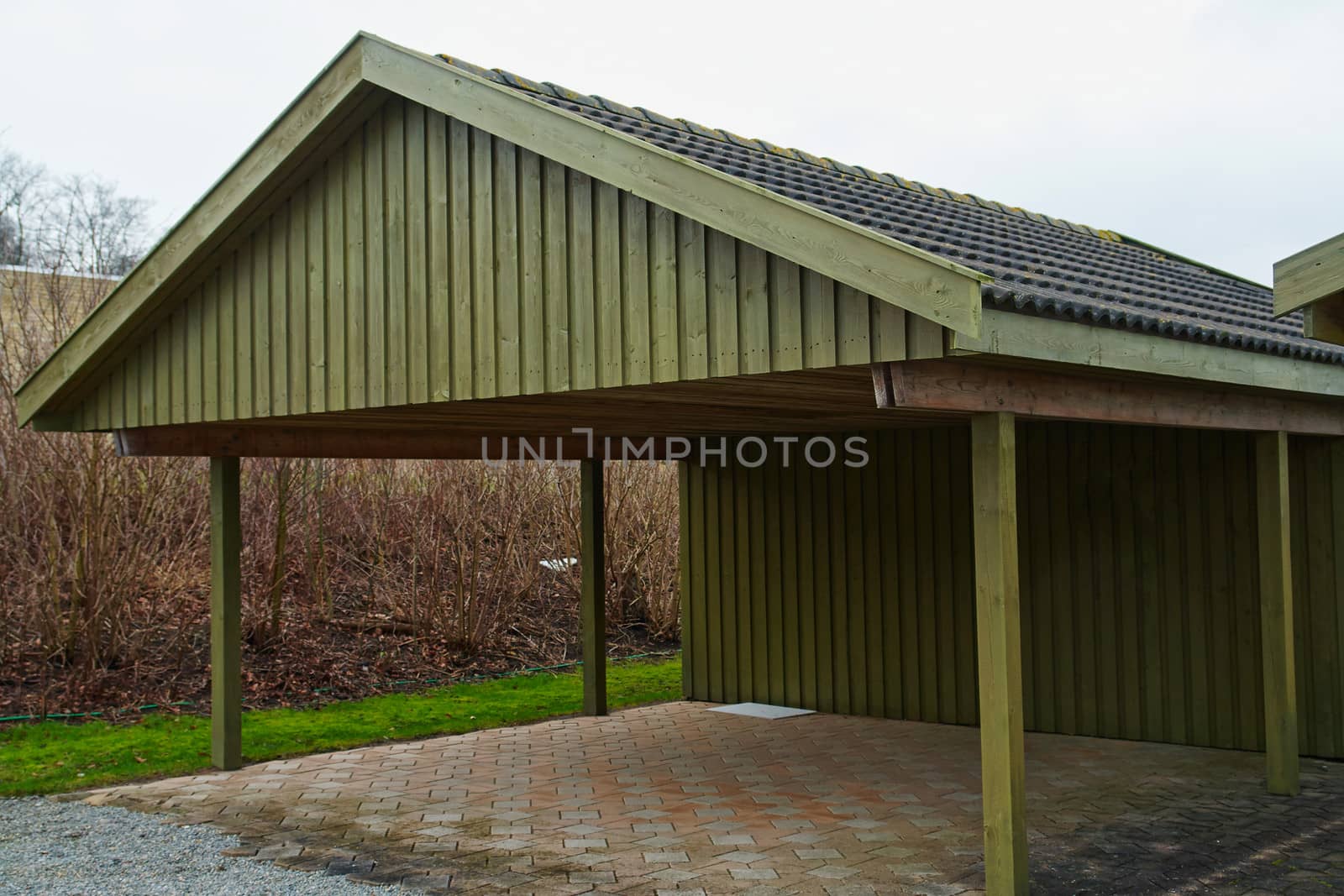 Modern classic design carport car garage parking made of wood