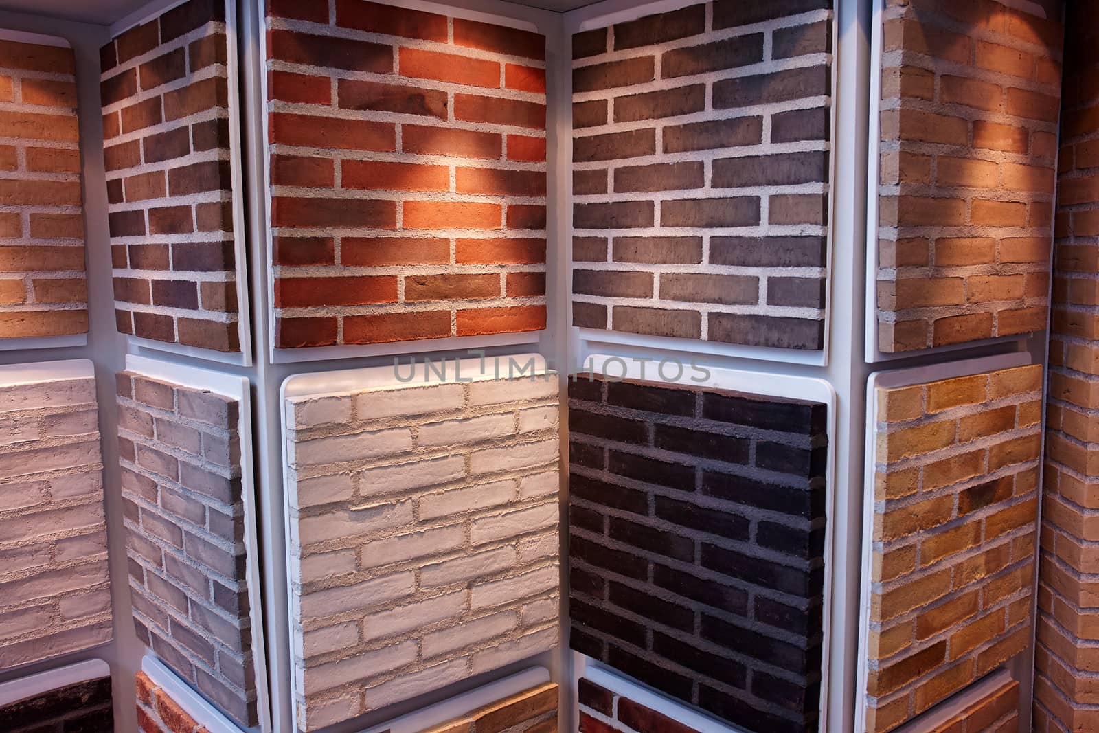Beautiful design decorative bricks on display in a store                               