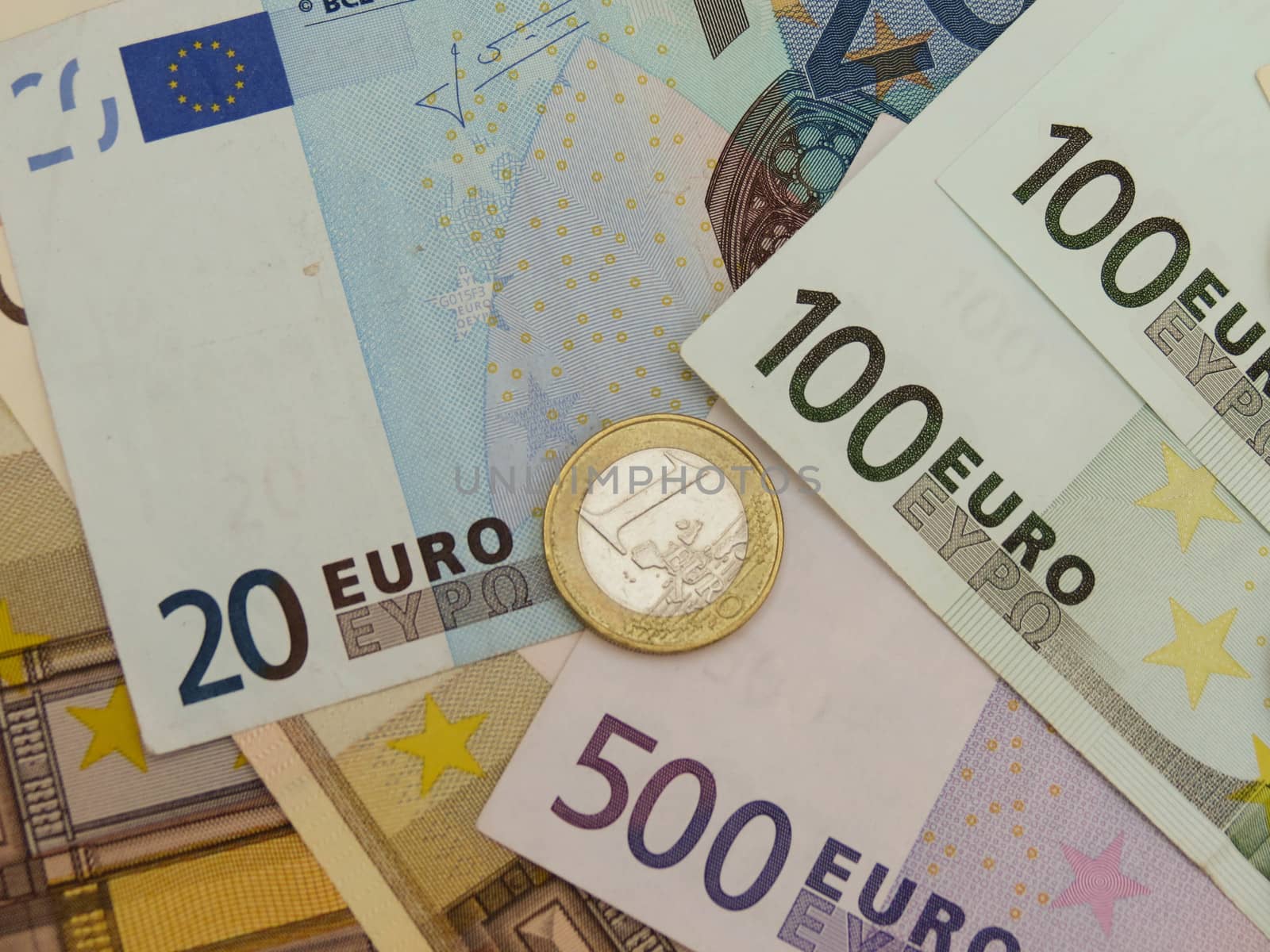 Euro banknotes and coins by paolo77