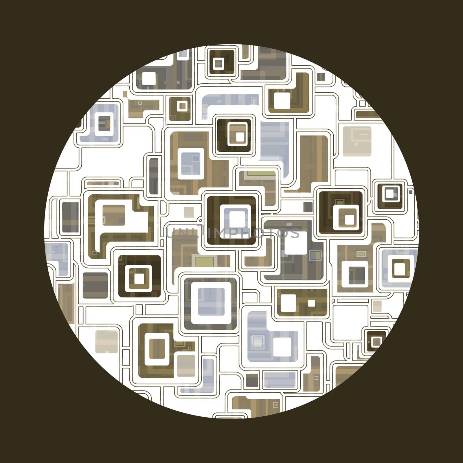 Abstract Illustration of a retro round shape with squares inside