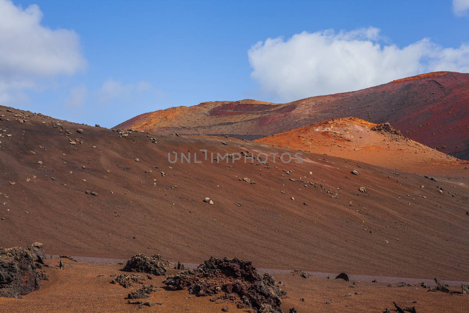 Volcanic crater in Mountains of fire,Timanfaya National Park in Lanzarote Island