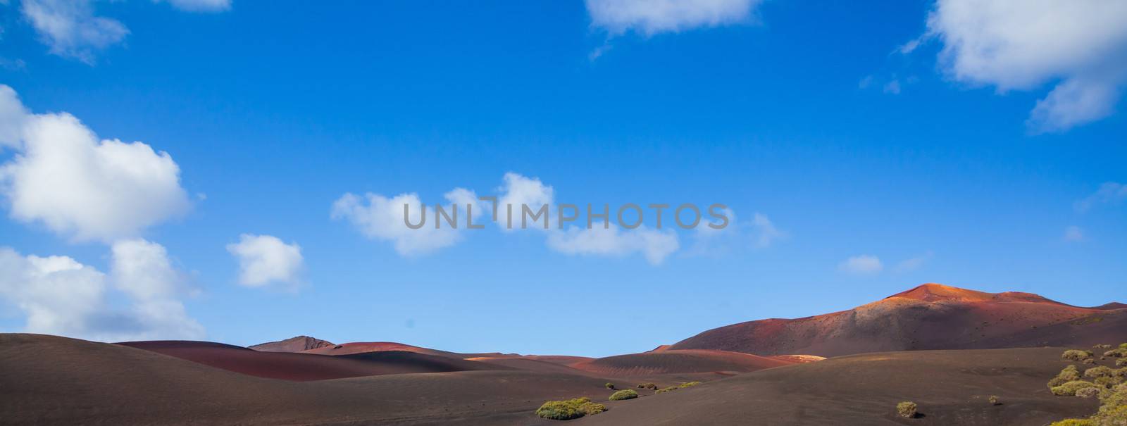 Volcanic crater in Mountains of fire,Timanfaya National Park in Lanzarote Island. Panorama